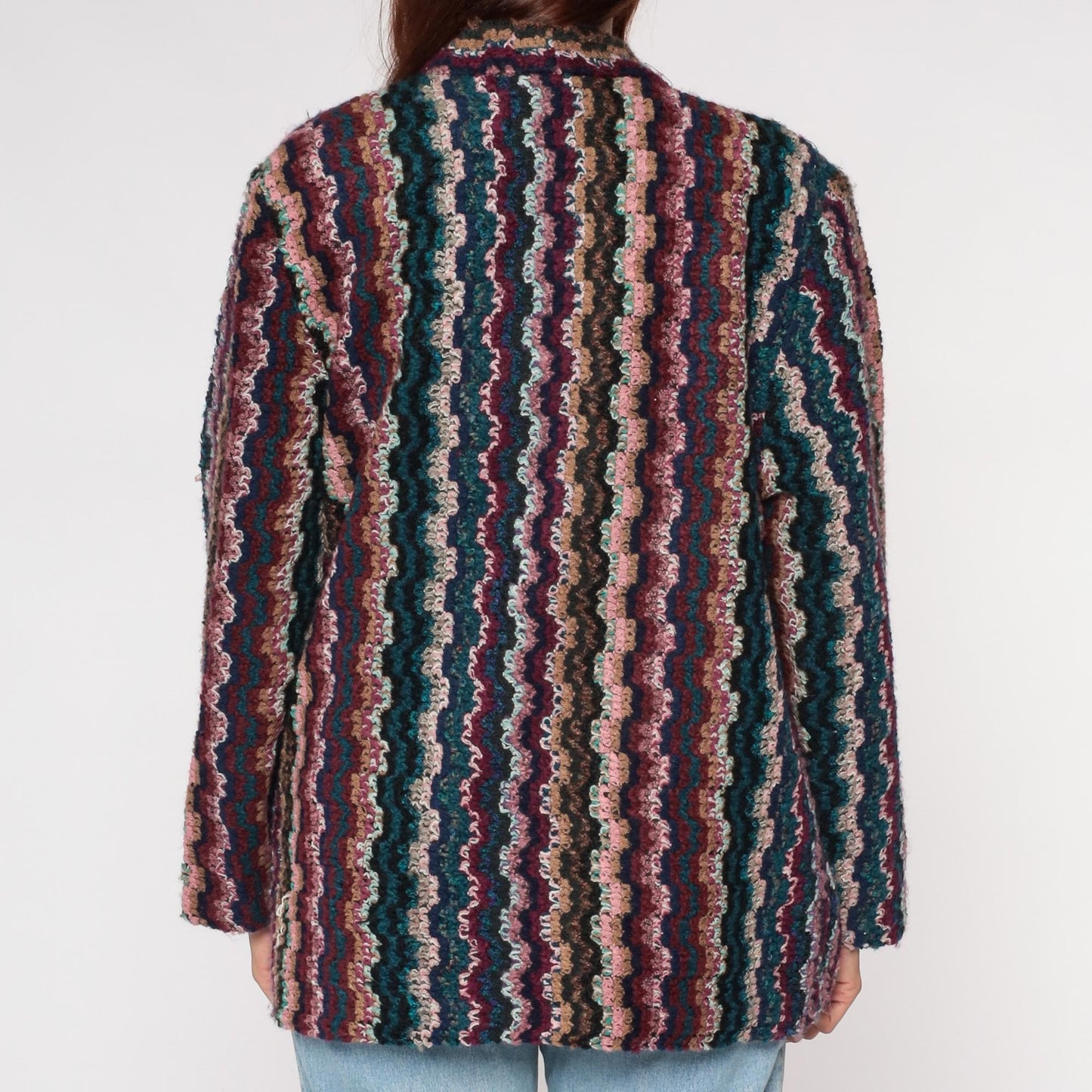 70s Graff Californiawear Striped Blazer Multicolor Wavy Pattern Medium Large
