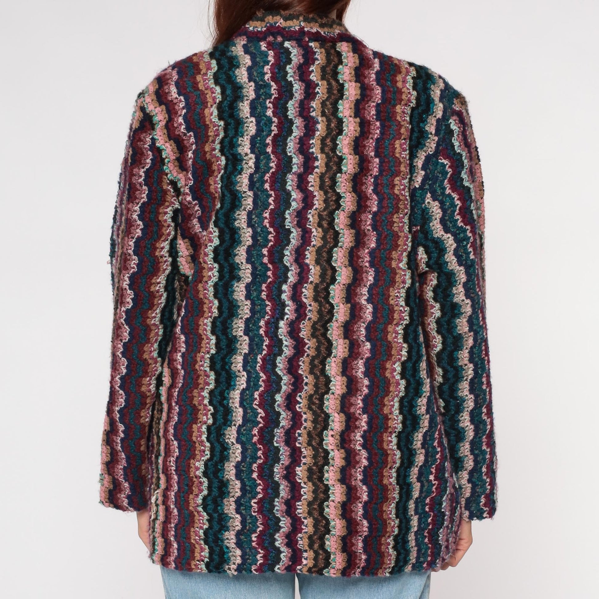 70s Graff Californiawear Striped Blazer Multicolor Wavy Pattern Medium Large