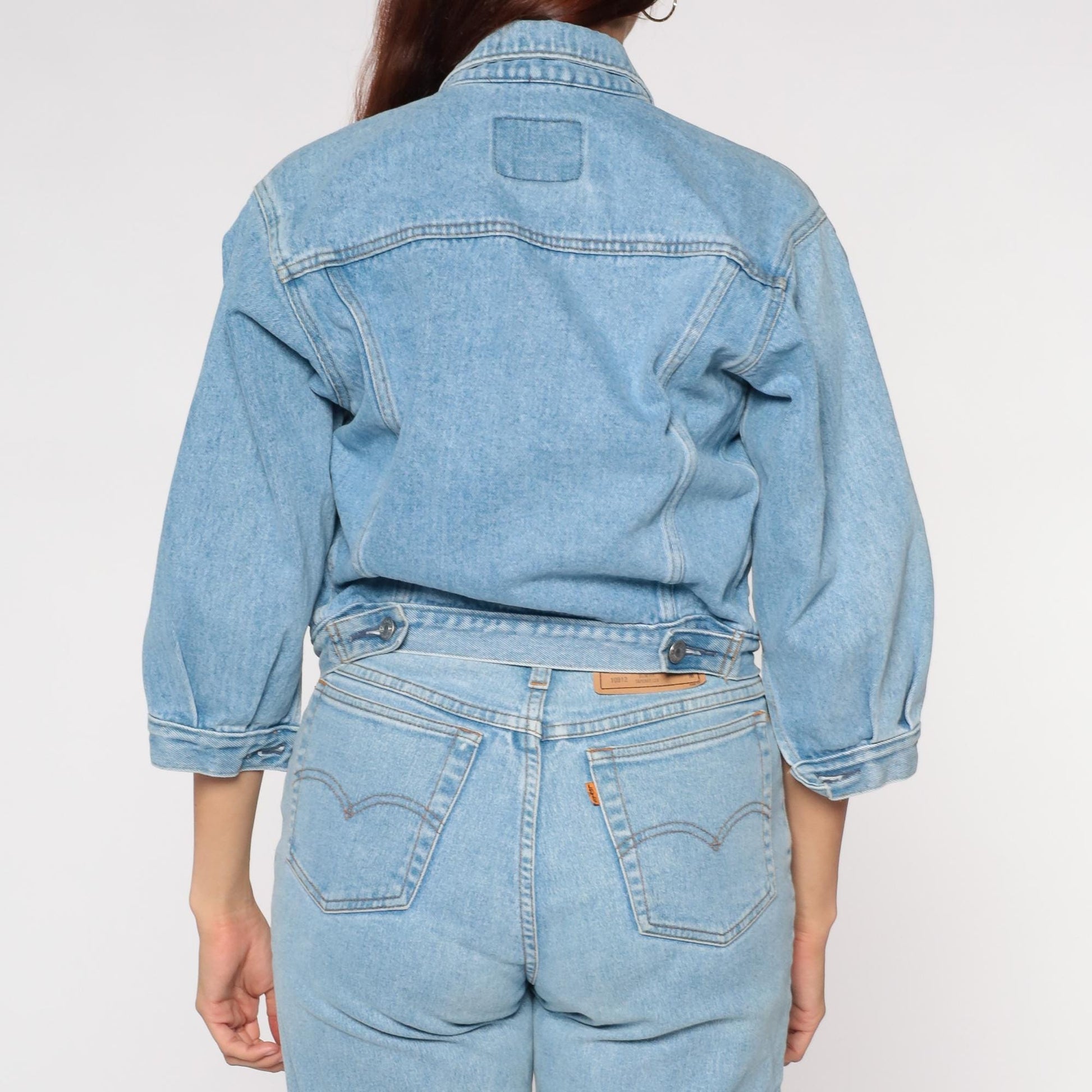 90s Gap Cropped Light Blue Denim Jacket Cotton Medium