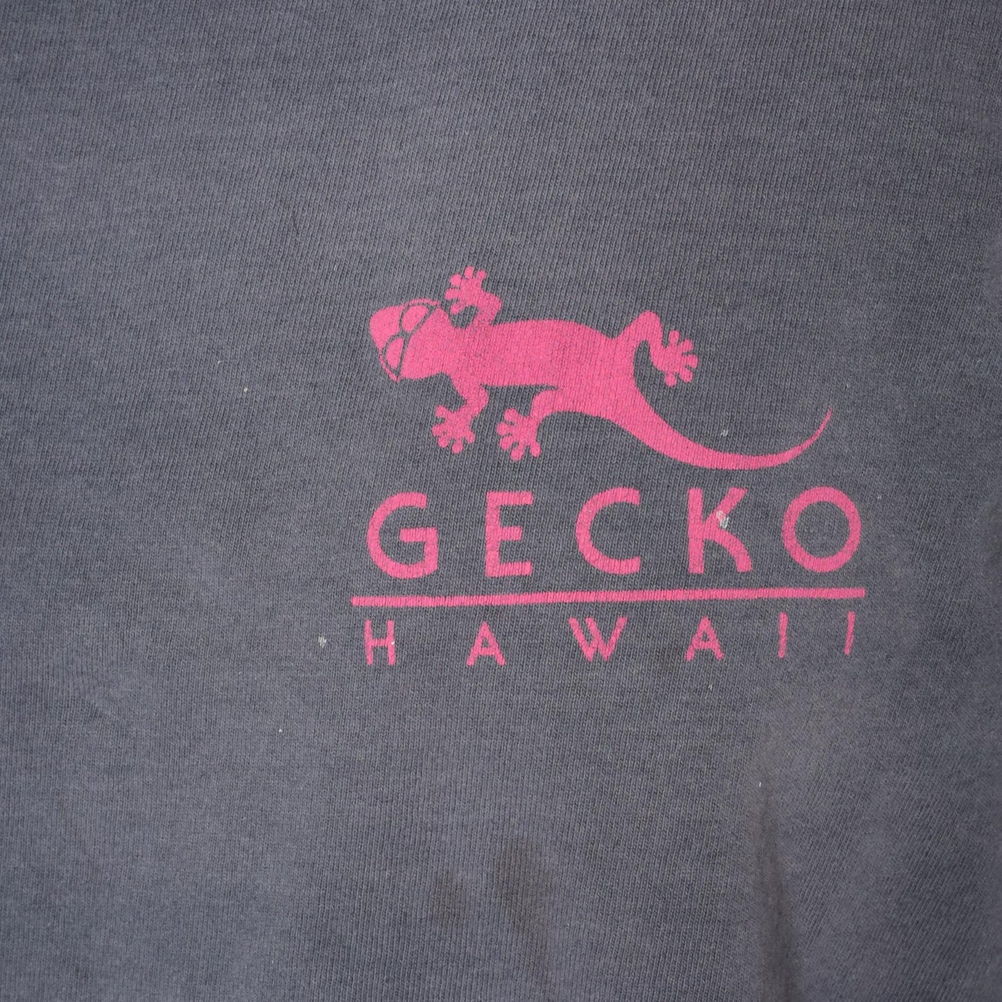 90s Gecko Hawaii Surf Tee Gray Neon Graphic Cotton Large L