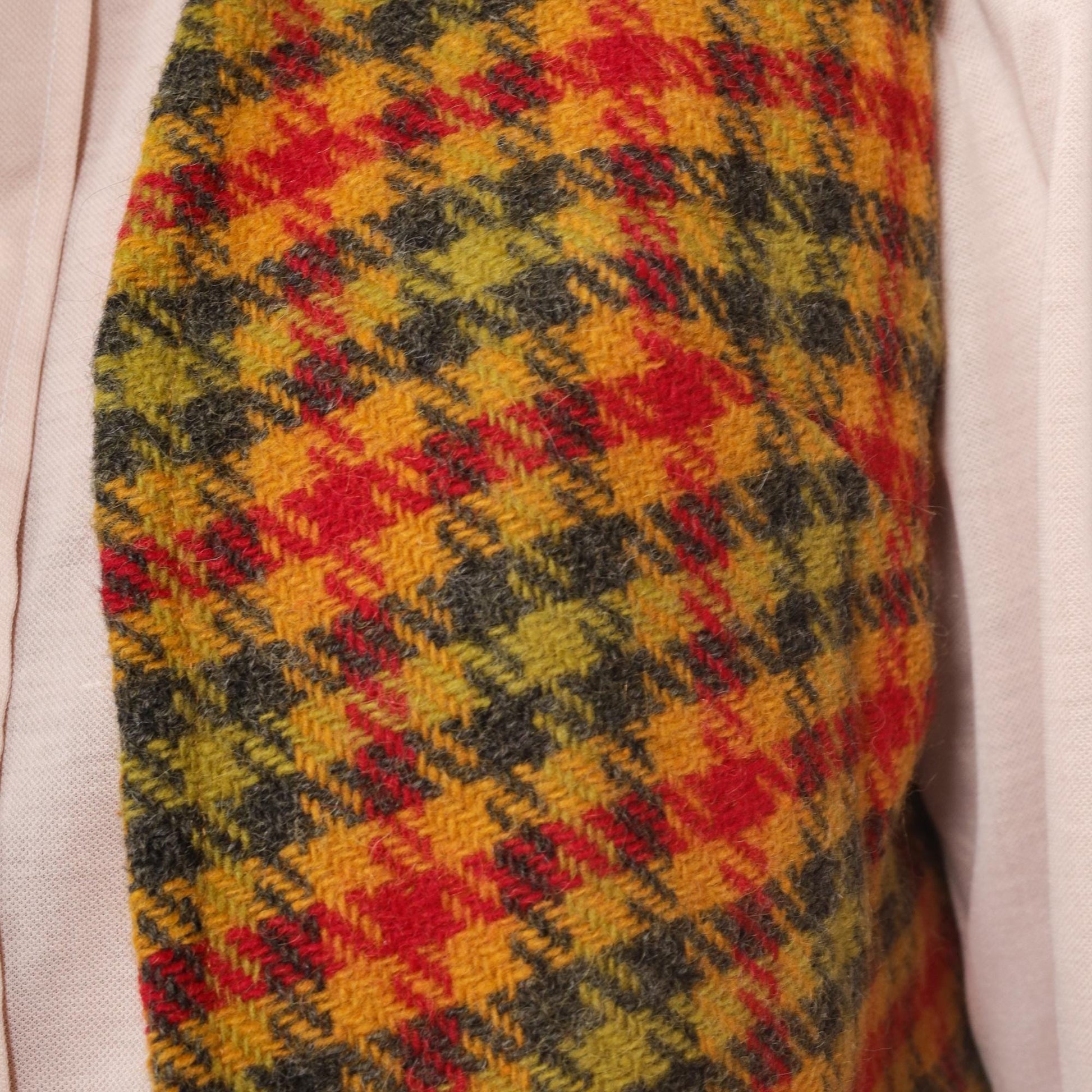 70s Plaid Wool Vest Mustard Red Green Tartan Check Small S