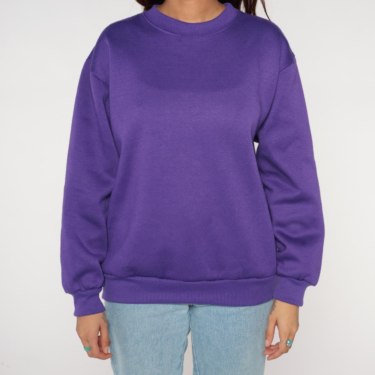 90s Purple Crewneck Sweatshirt Heavy Weight Cotton Blend Small S