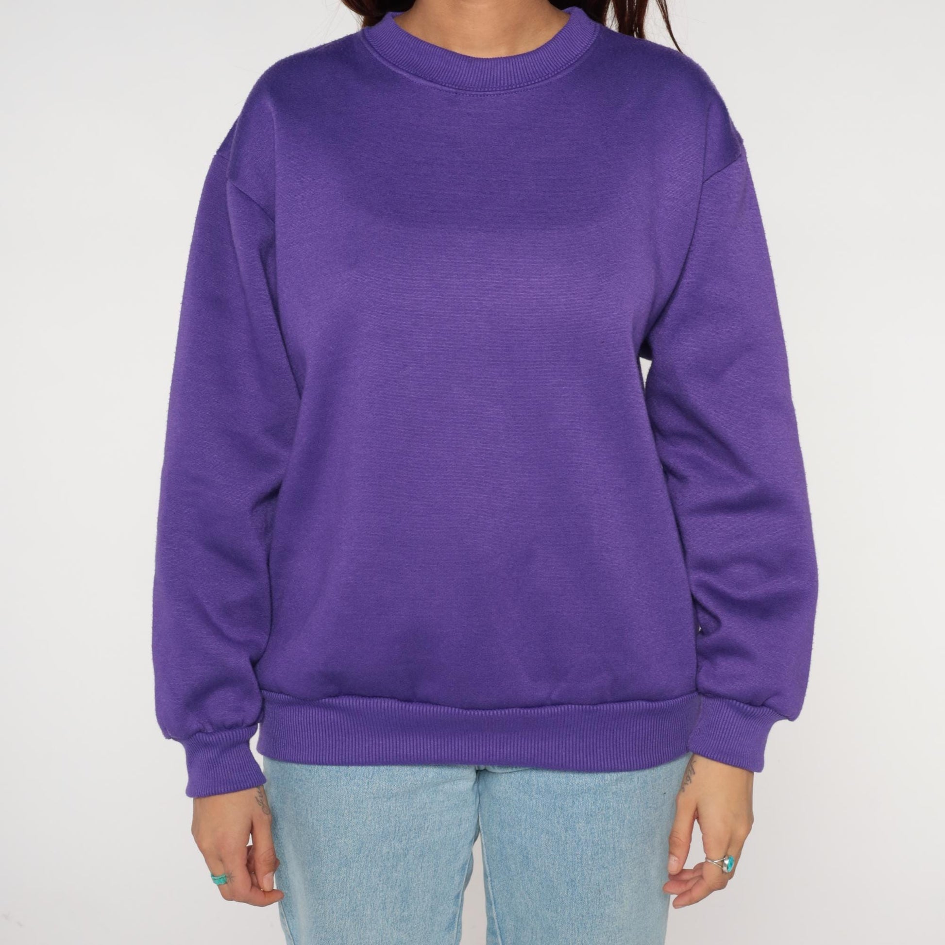 90s Purple Crewneck Sweatshirt Heavy Weight Cotton Blend Small S