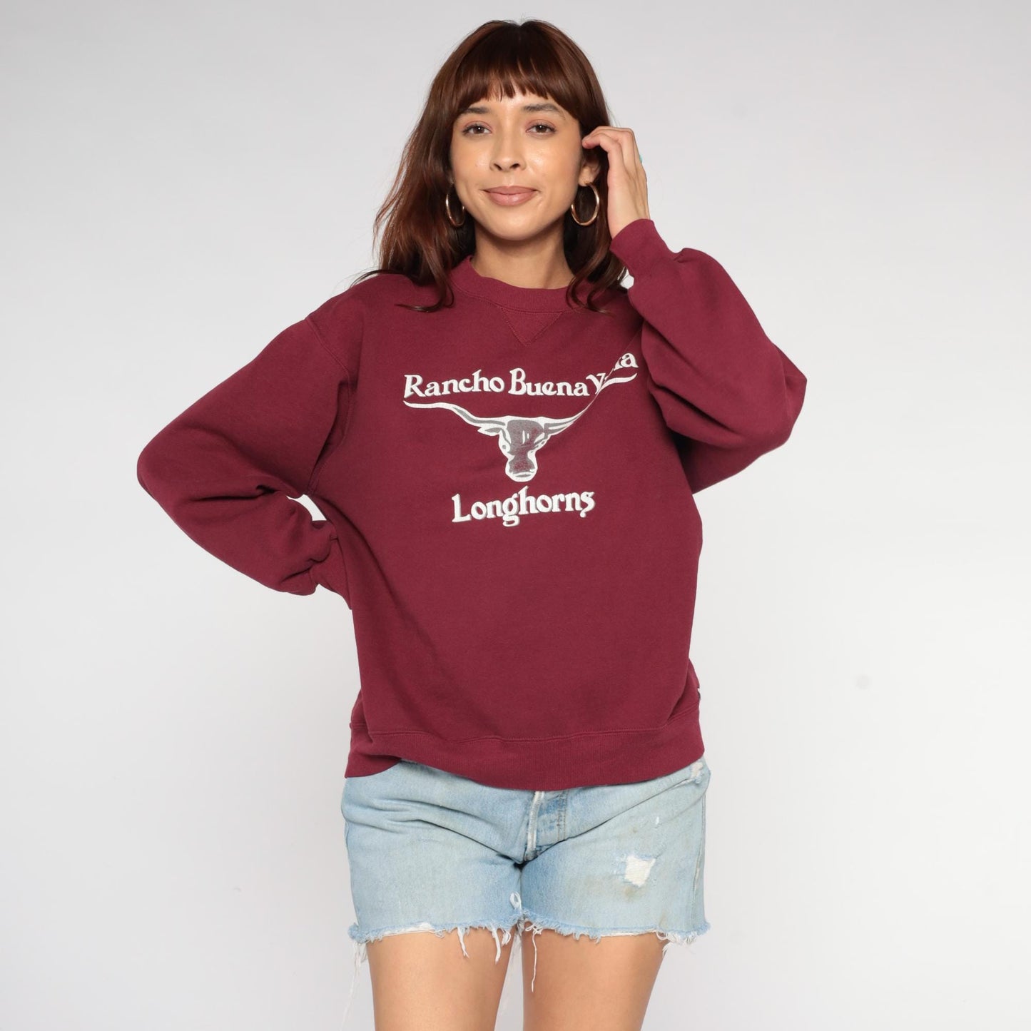 90s Russell Athletic Burgundy Longhorns Crewneck Sweatshirt Large L