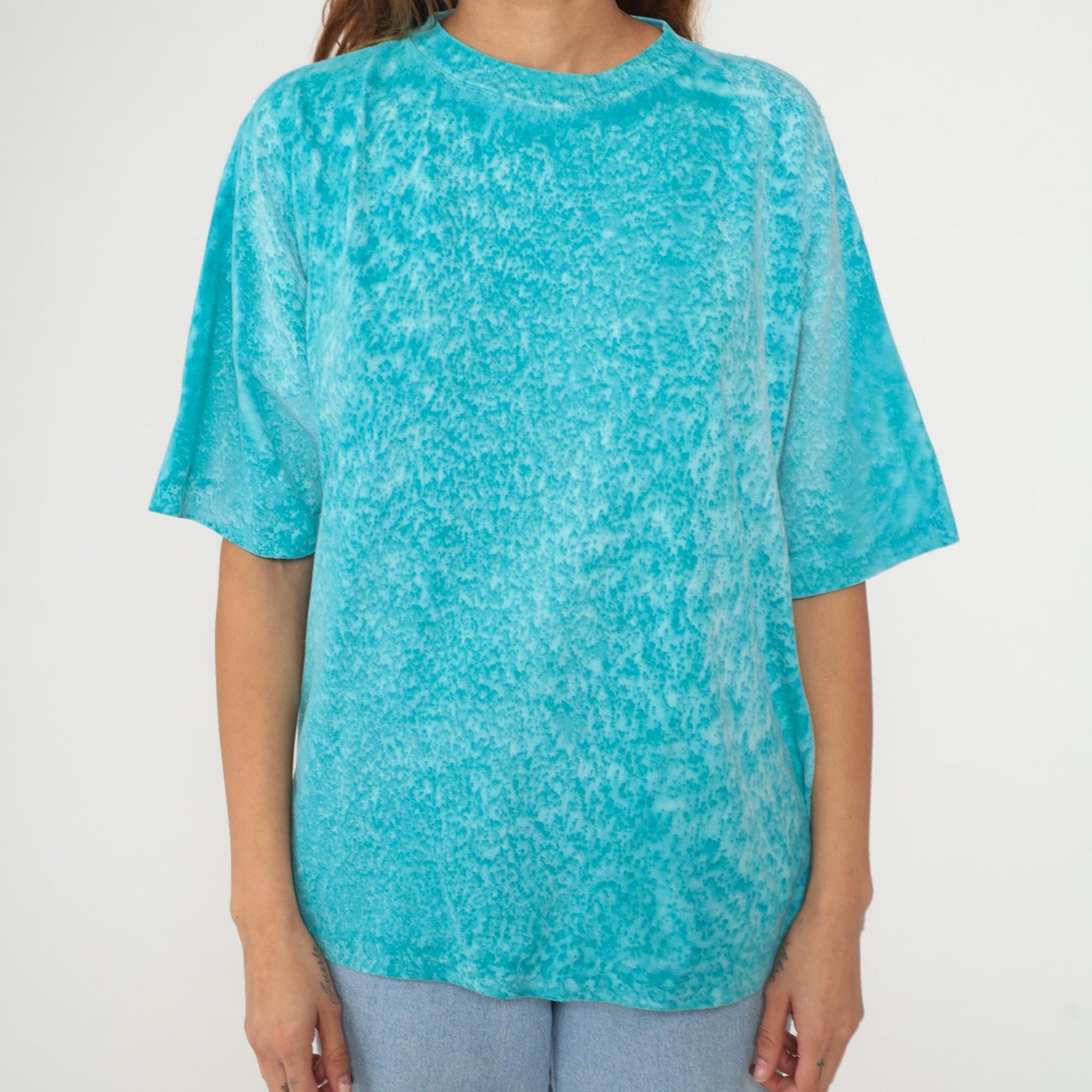 90s Tie Dye Graphic T-Shirt Cotton Single Stitch Blue Psychedelic Tee Large L