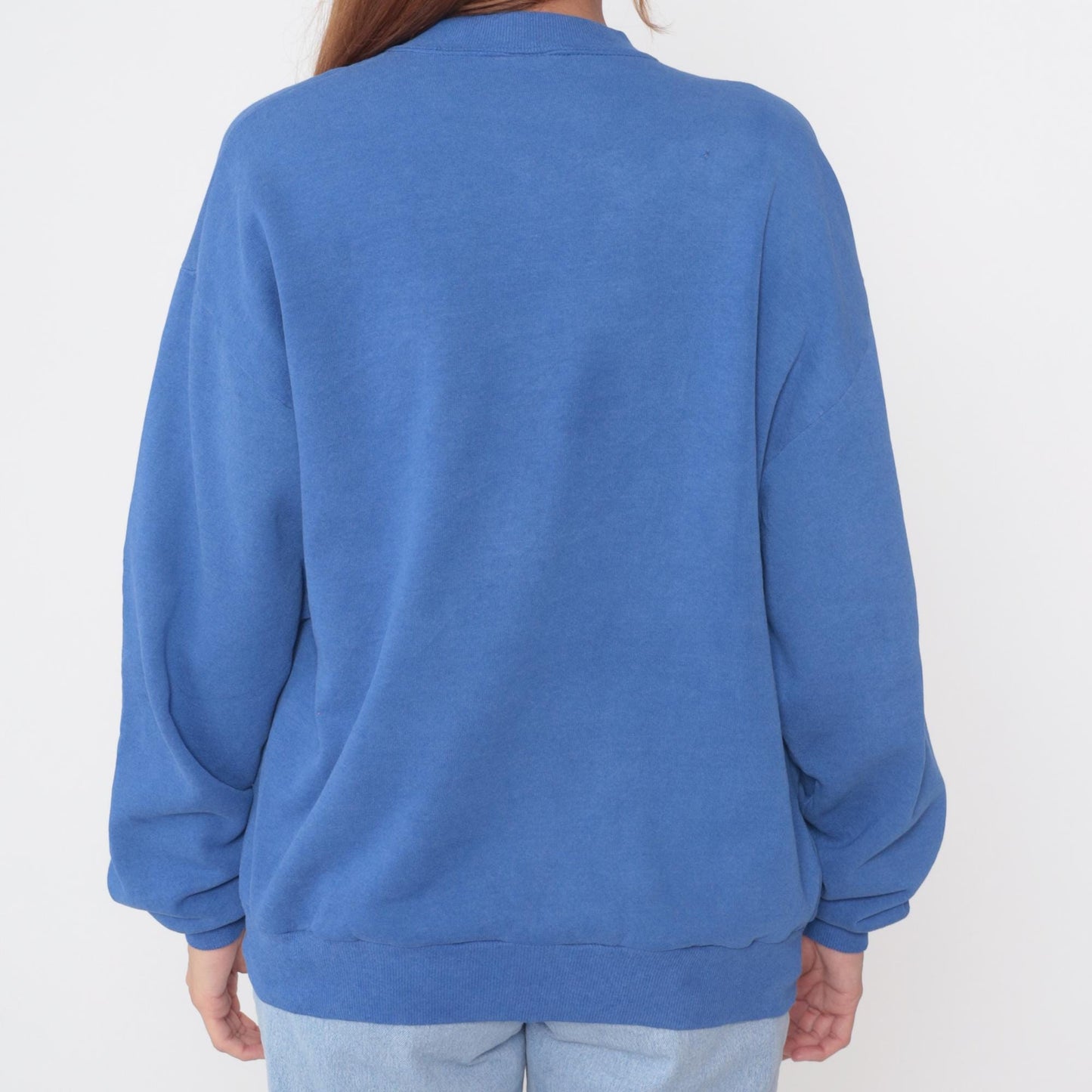90s Jerzees Blue Crewneck Sweatshirt Cotton Pullover Large L