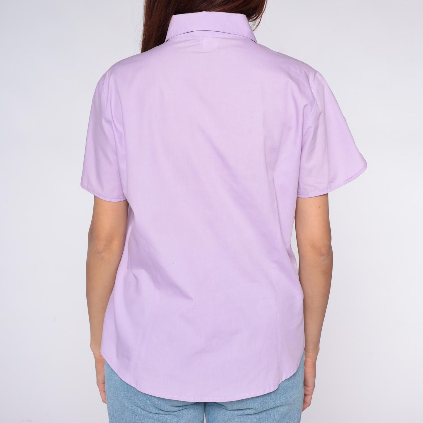 80s American Sweetheart Lavender Button Blouse Peter Pan Collar Medium M
