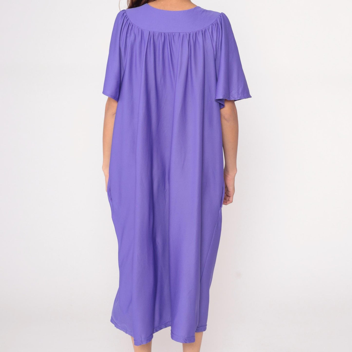 Y2K Purple Caftan Dress Anthony Richards Flutter Sleeve Midi Plus Size XXL