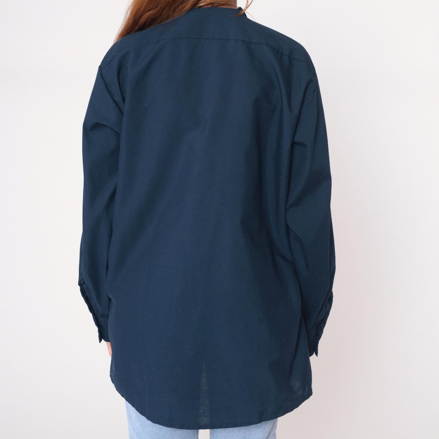 90s Valley Industrial Services Navy Work Shirt Edwin Name Patch Large L