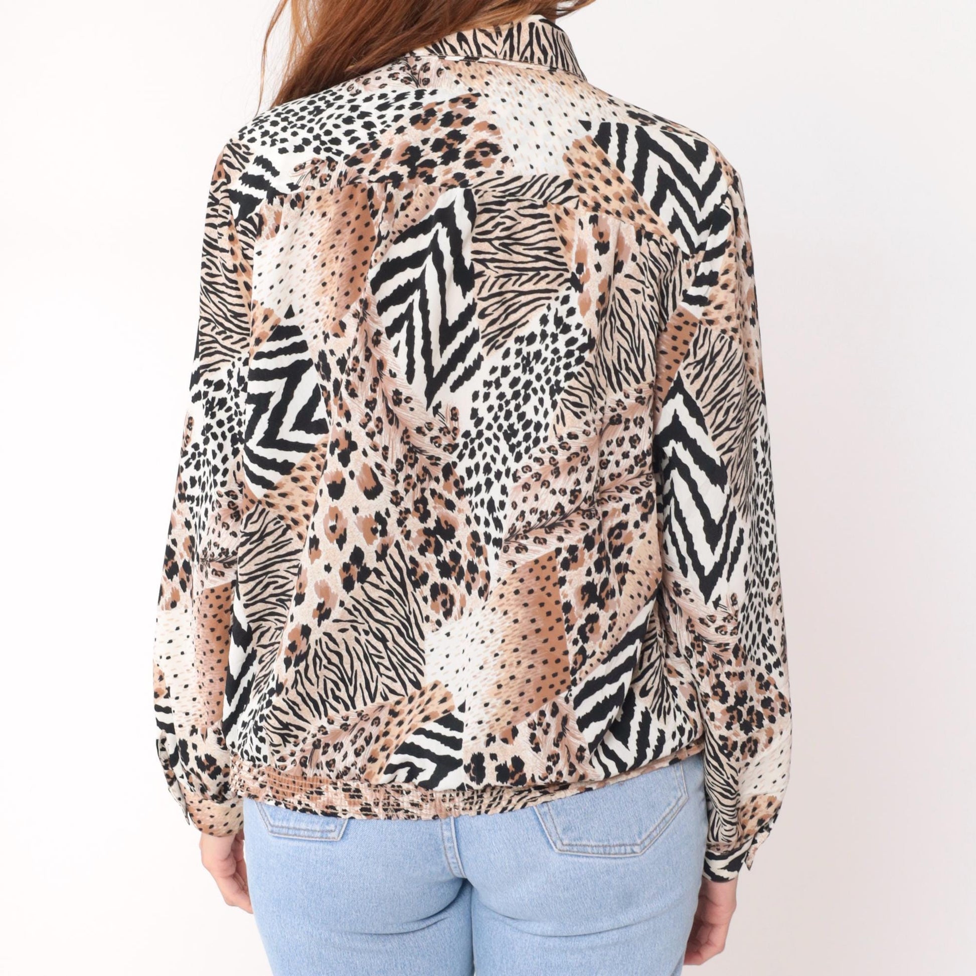 90s Da Rue Animal Print Blouse Leopard Zebra Cheetah Multicolor Medium M