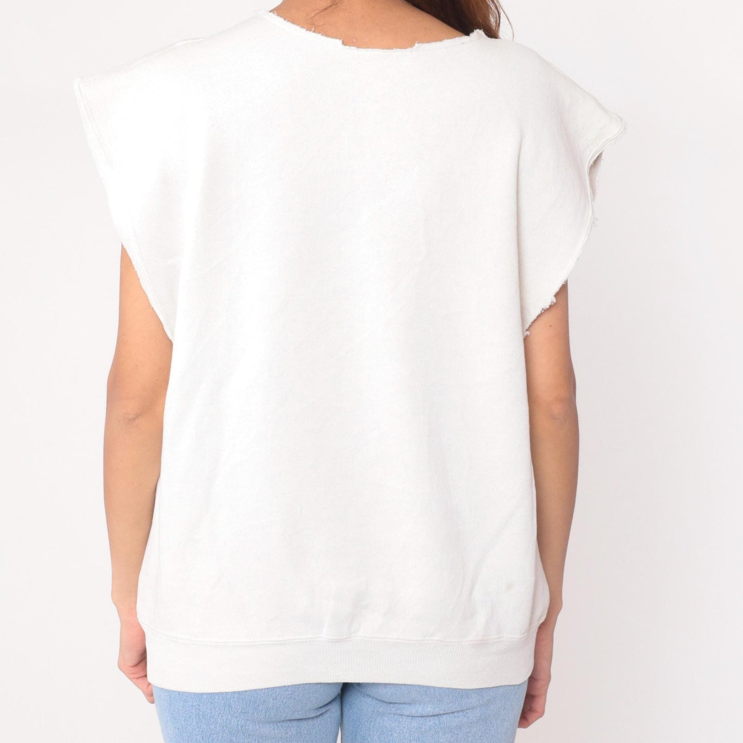 90s Volley Frog Sleeveless Graphic Tee Cream Cotton Crew Neck Large L