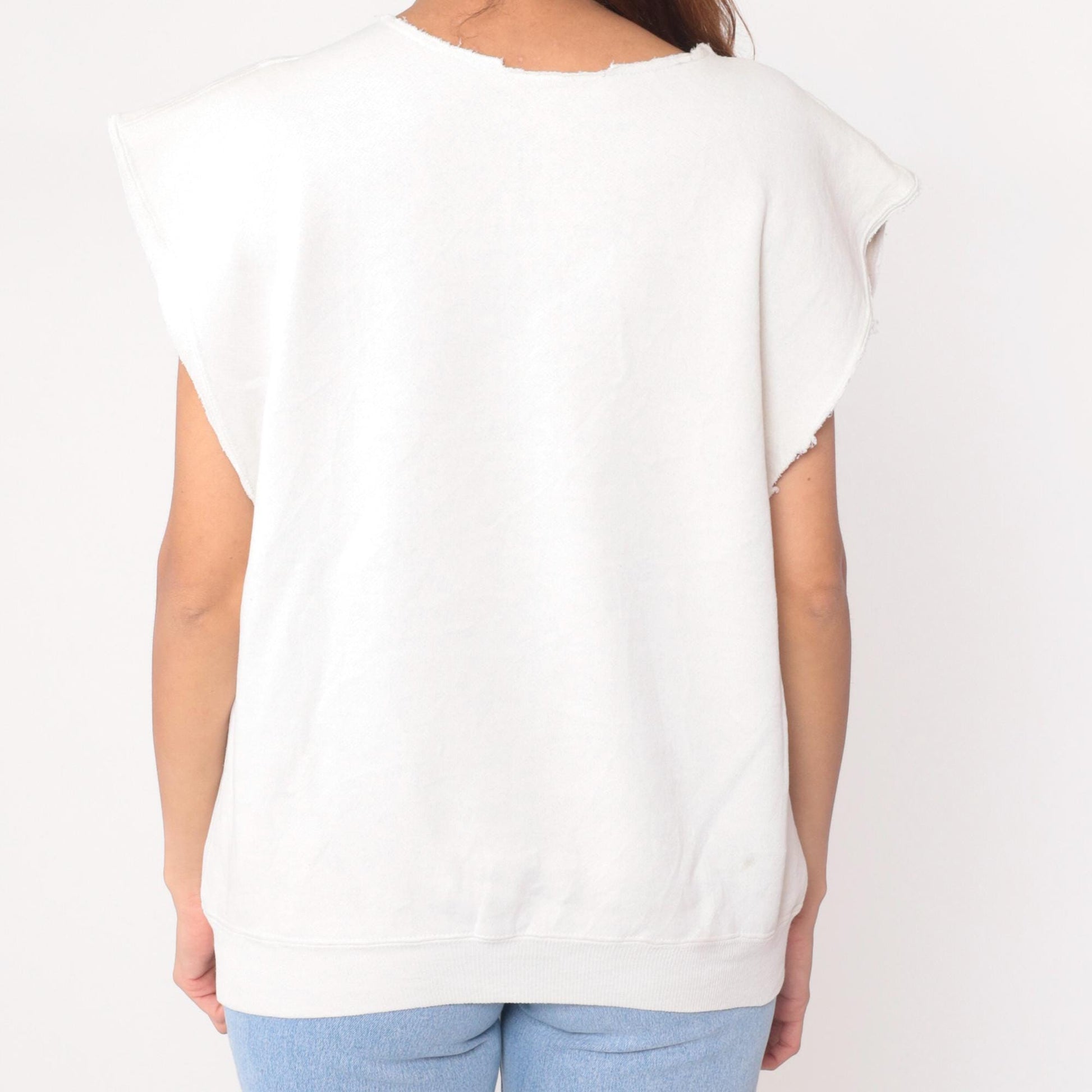 90s Volley Frog Sleeveless Graphic Tee Cream Cotton Crew Neck Large L