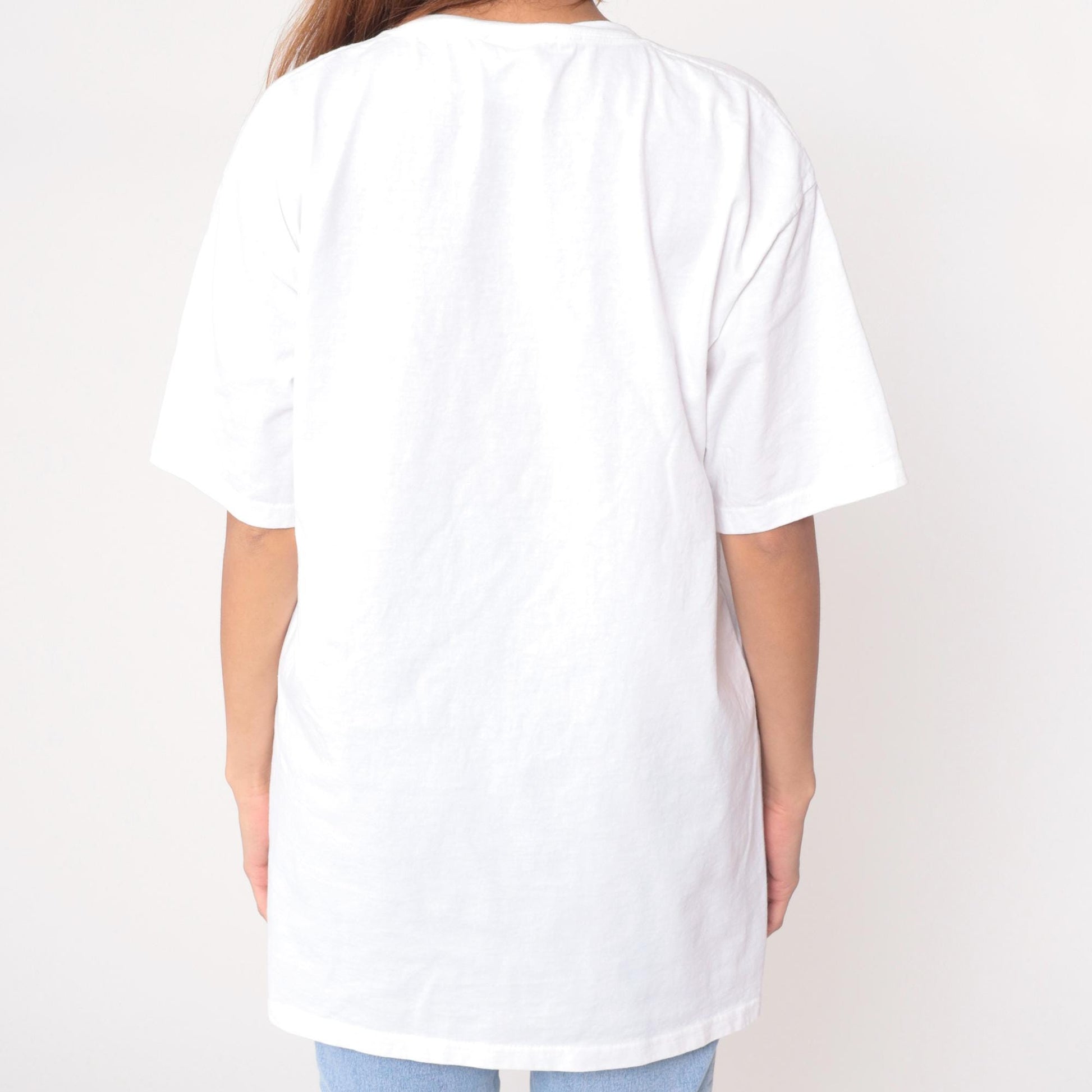 Y2K Wrangler Hawaiian Floral Graphic Tee White Cotton Hummingbird Large L