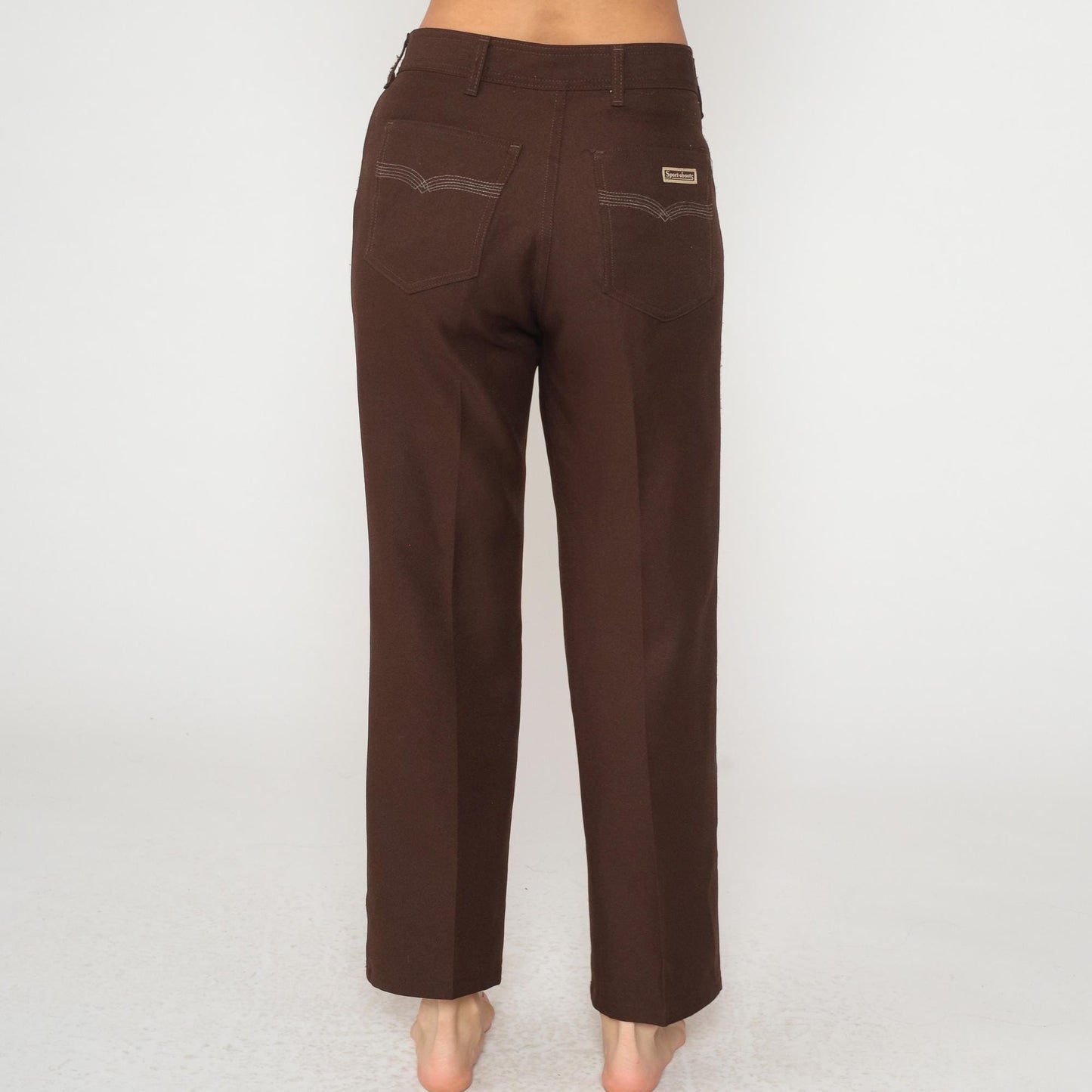70s Sportabouts Brown Straight Leg Trousers High Waisted Large L