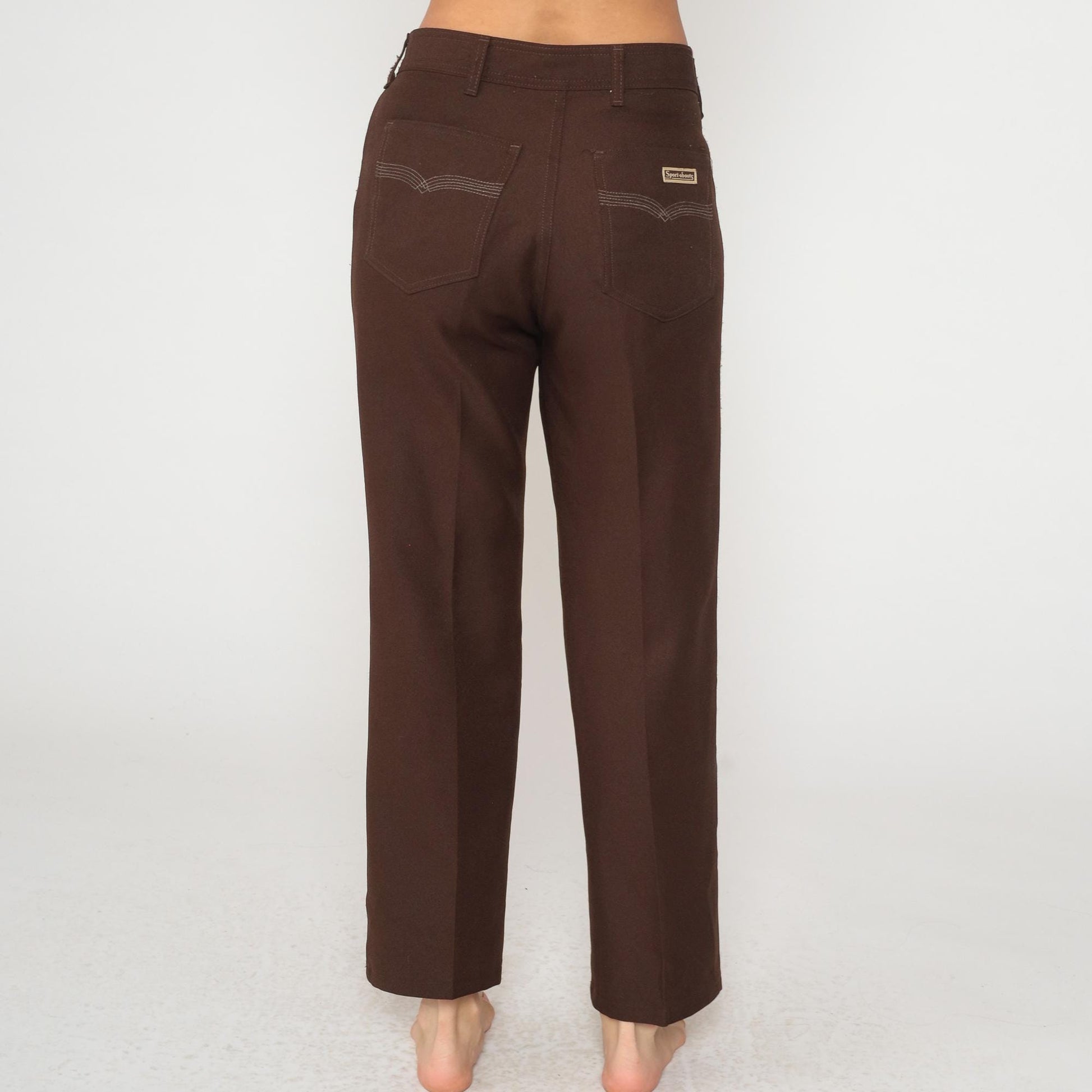 70s Sportabouts Brown Straight Leg Trousers High Waisted Large L