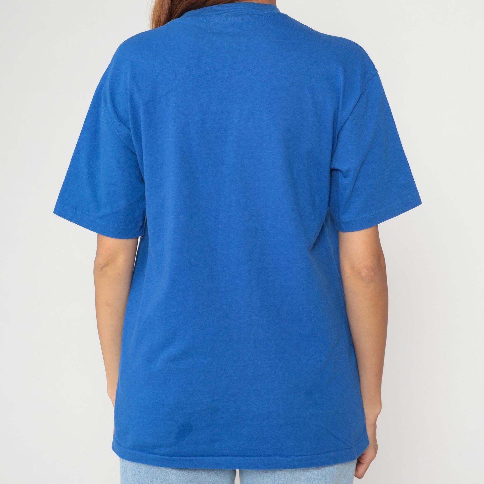 90s Hot Air Balloon Graphic T-Shirt Royal Blue Albuquerque Holiday Bowl Large