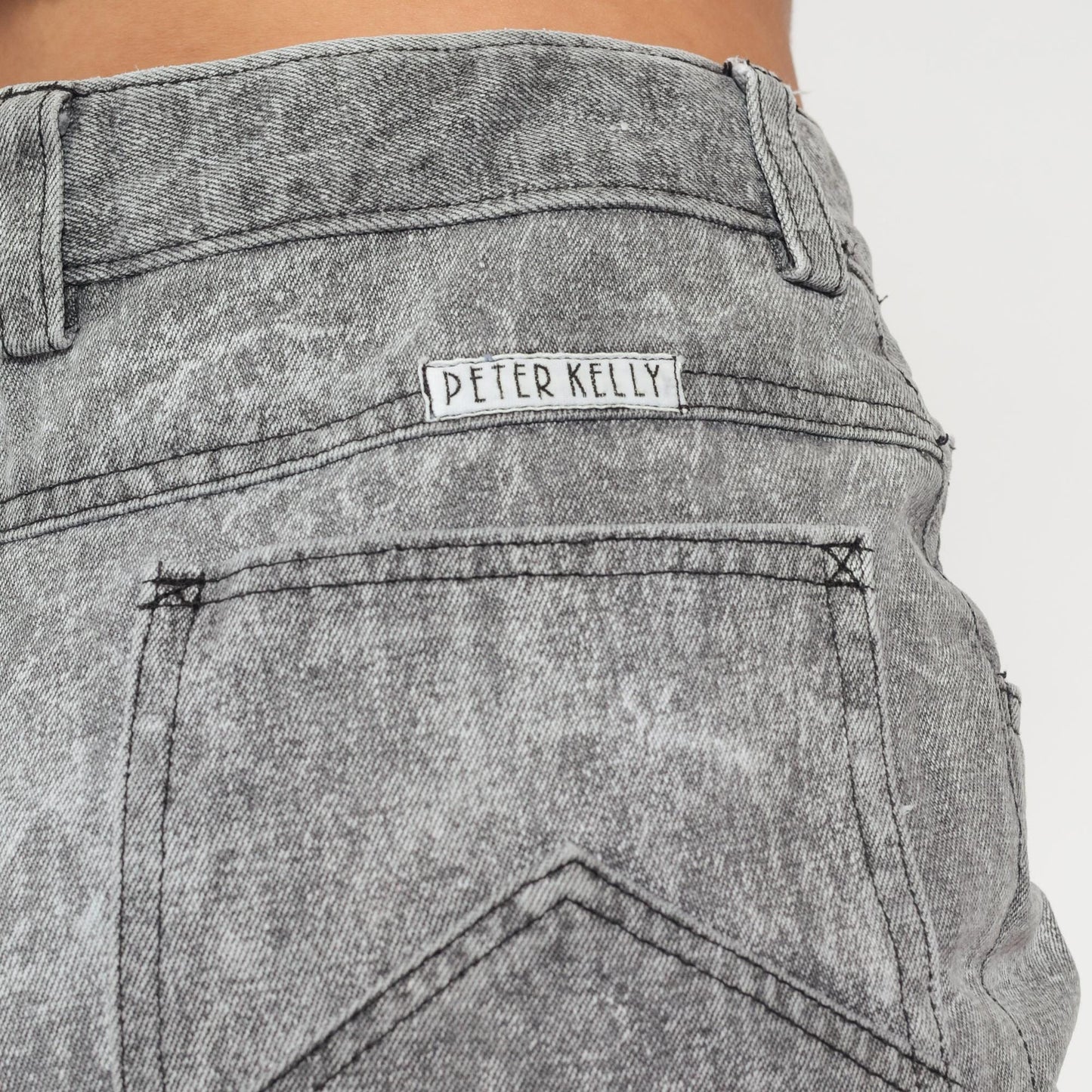 90s Peter Kelly Lee High Waisted Jeans Grey Acid Wash Cropped Ankle 31