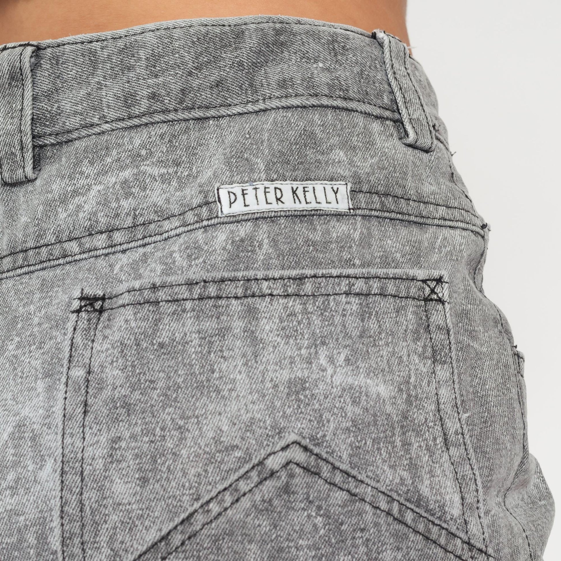 90s Peter Kelly Lee High Waisted Jeans Grey Acid Wash Cropped Ankle 31