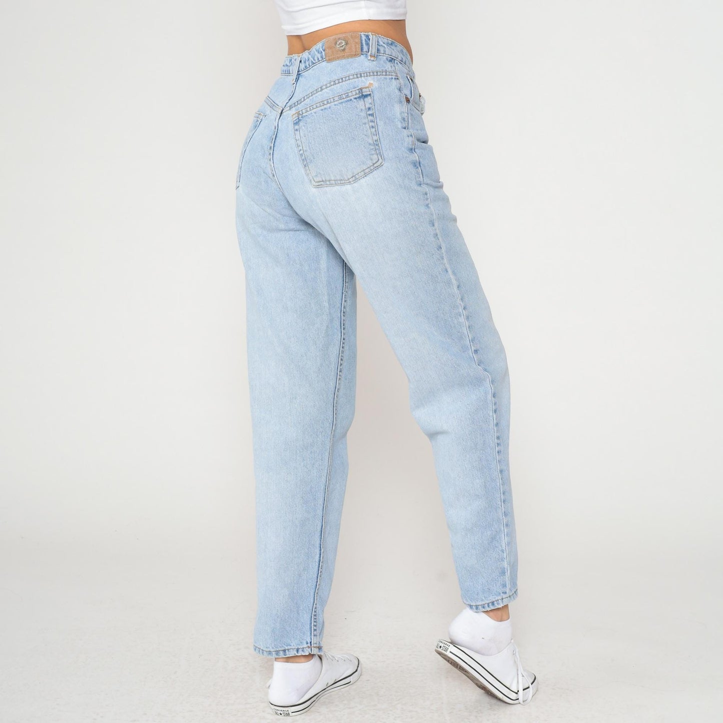 90s Ellemenno Light Wash High-Waisted Straight Leg Jeans Medium