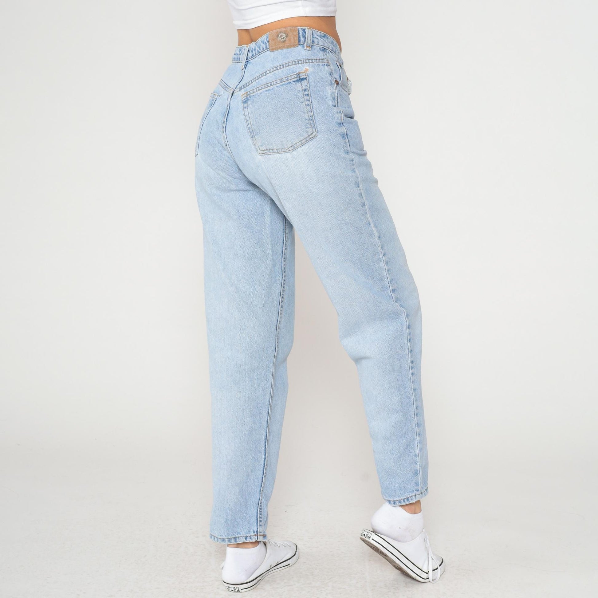 90s Ellemenno Light Wash High-Waisted Straight Leg Jeans Medium