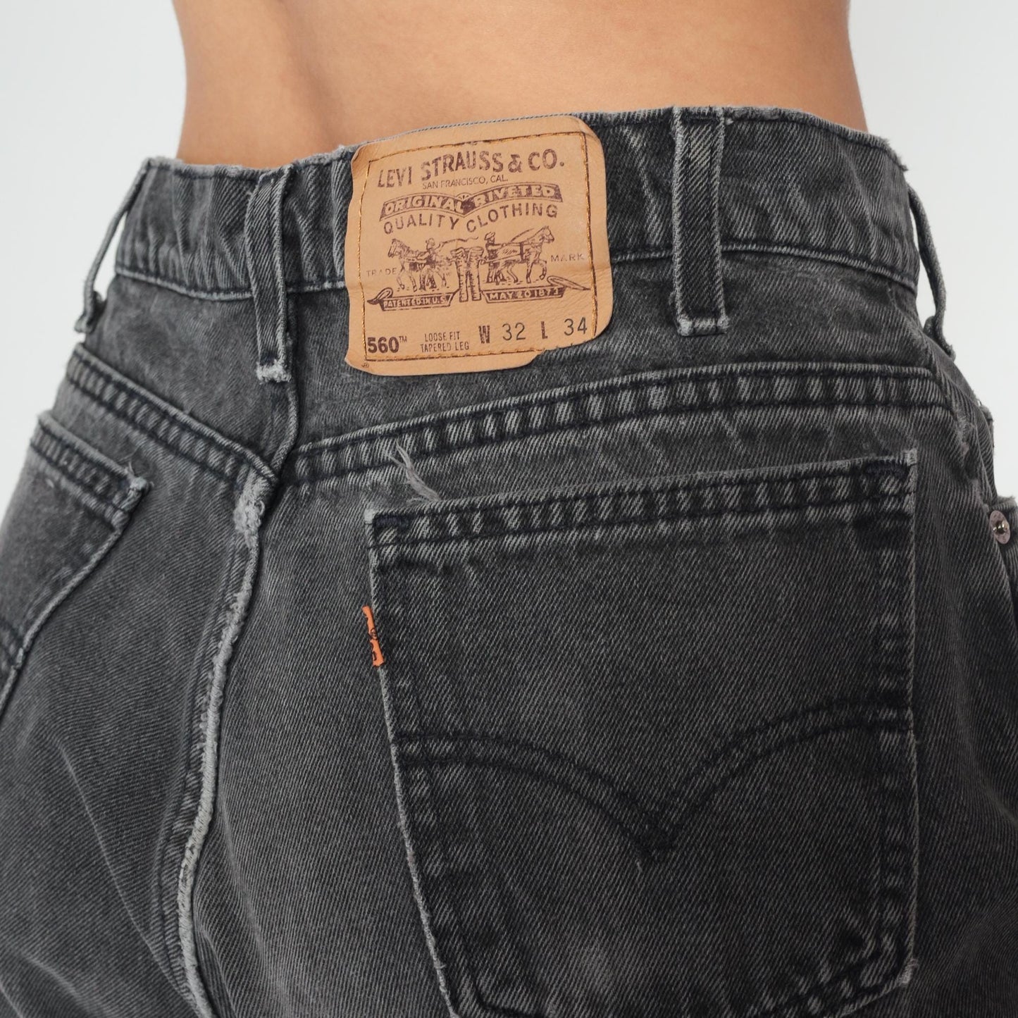 90s Levi's 560 High Waist Jeans Black Denim Faded Charcoal Large L