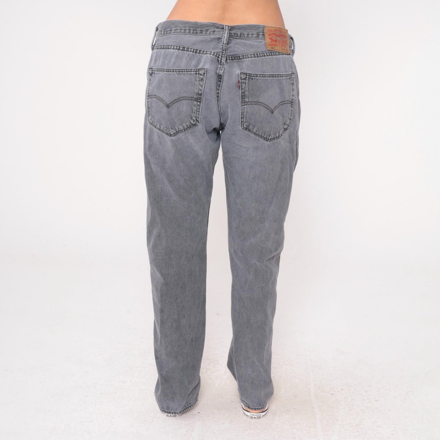 Levi's 501 Y2K Grey Straight Leg Denim High Waist Button Fly Large L