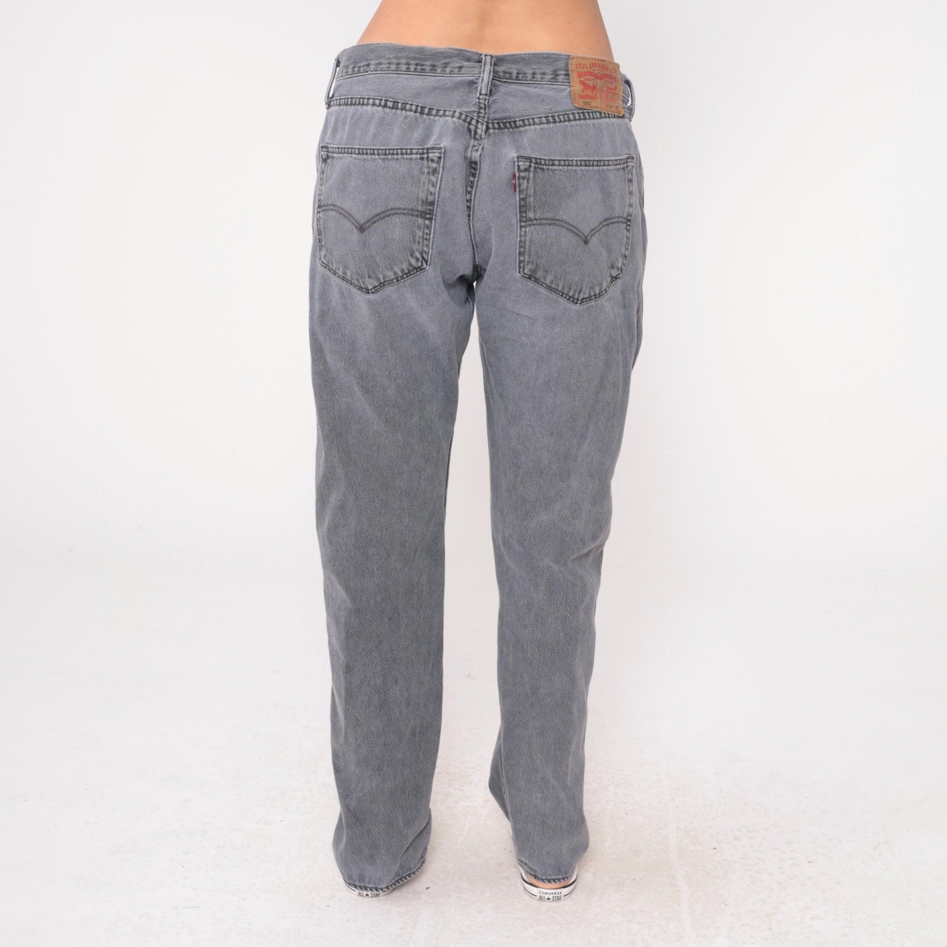 Levi's 501 Y2K Grey Straight Leg Denim High Waist Button Fly Large L