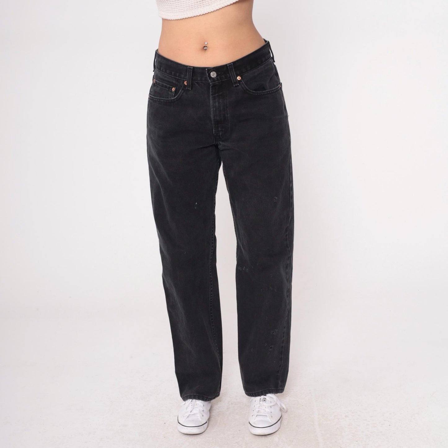 Y2K Levi's 550 Black Denim Jeans Straight Leg Cotton 32x32