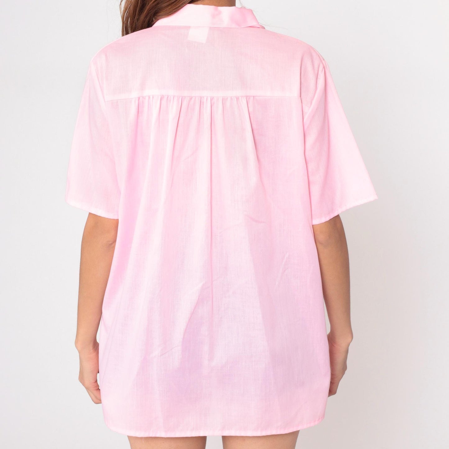 70s Kani of Kalifornia Pink Snap Front Tunic Blouse Large L