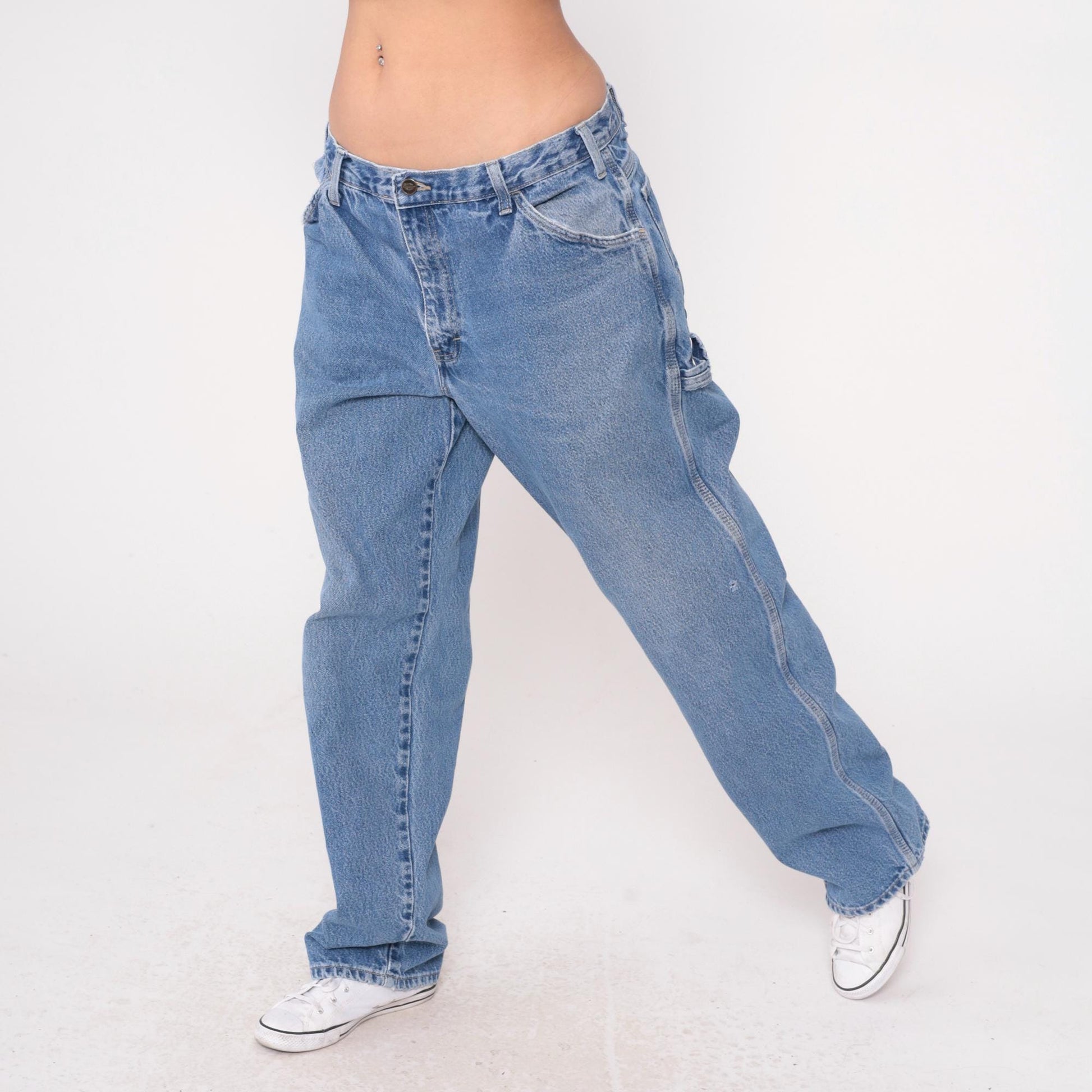 Y2K Dickies Carpenter Jeans Blue Denim Straight Leg Utility 36x34