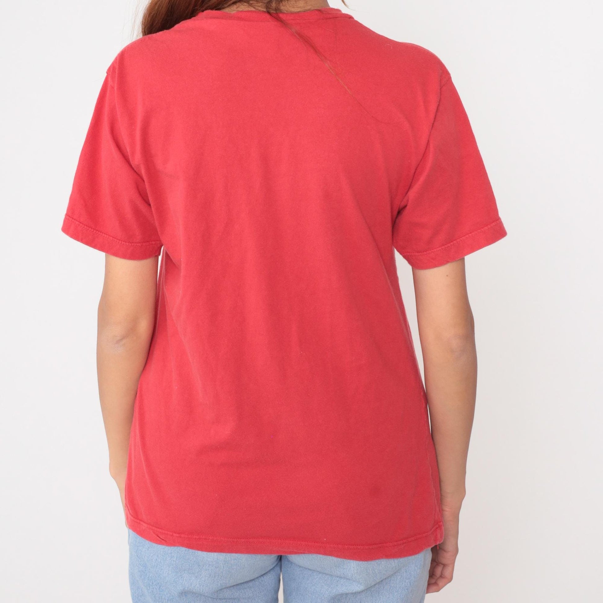 90s Energie Coral Pocket Tee Cotton Crew Neck Small S