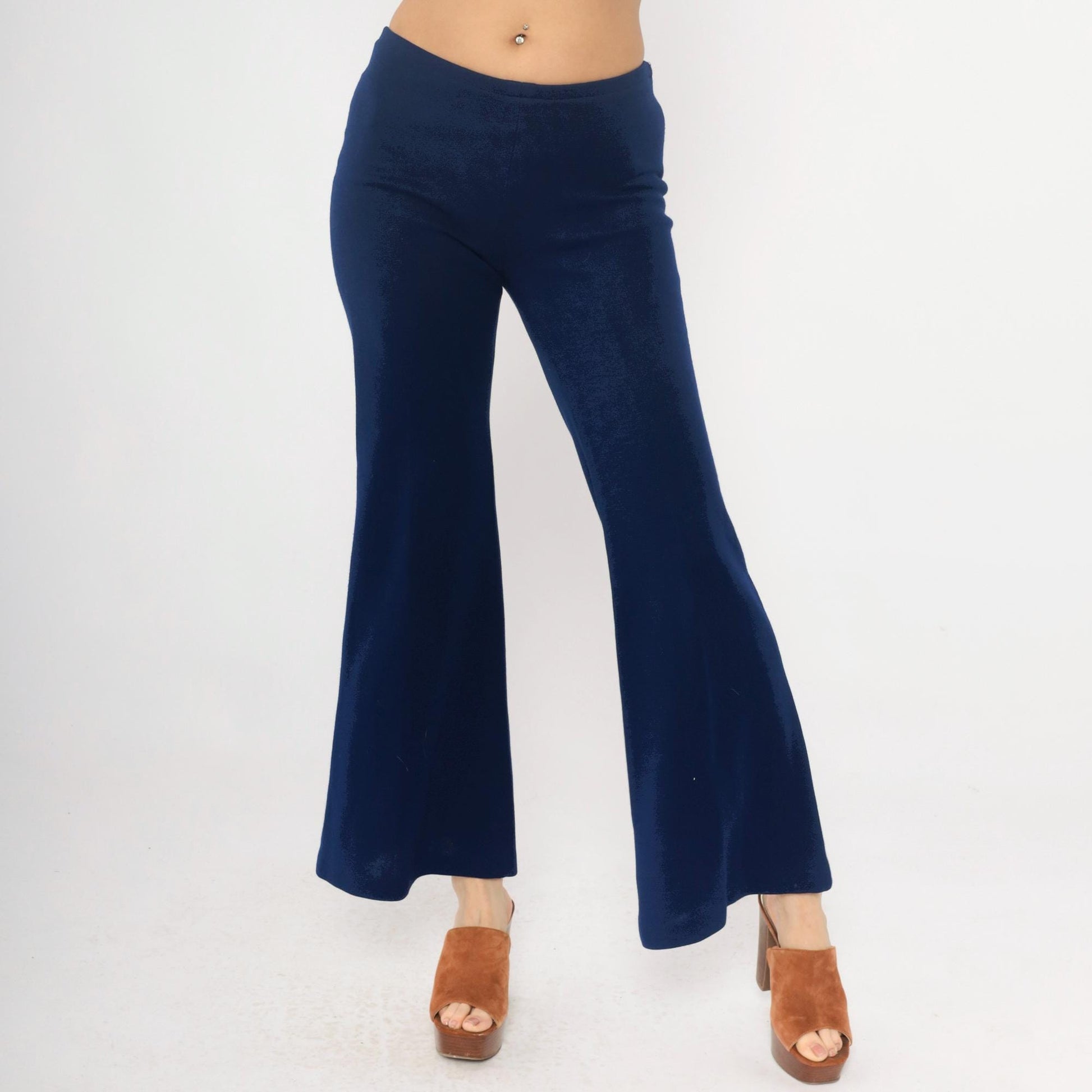 70s Navy Flare Pants Joshua Tree High Waisted Bell Bottom Medium