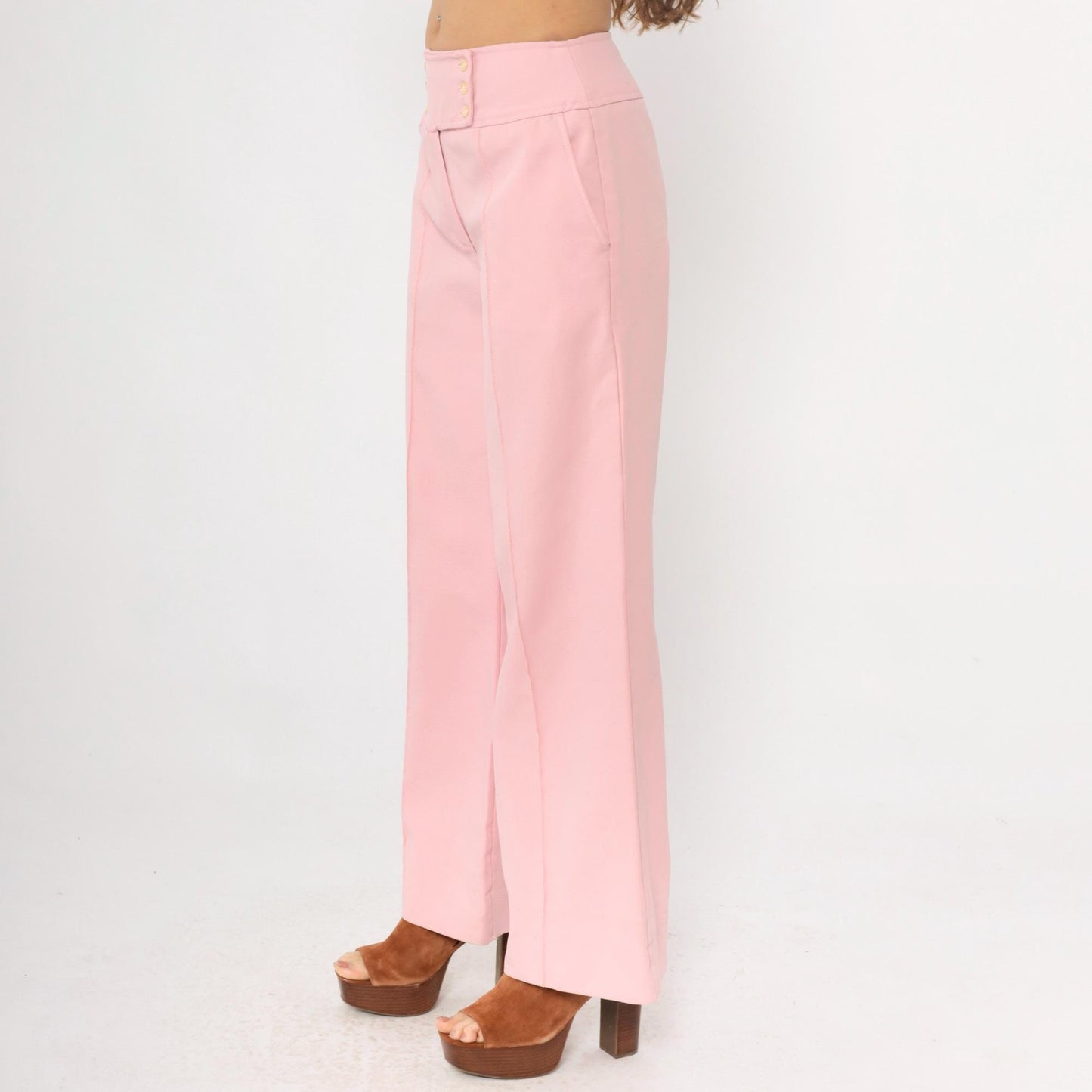 70s Sears Jr Bazaar Pink High Waisted Bell Bottom Pants Small
