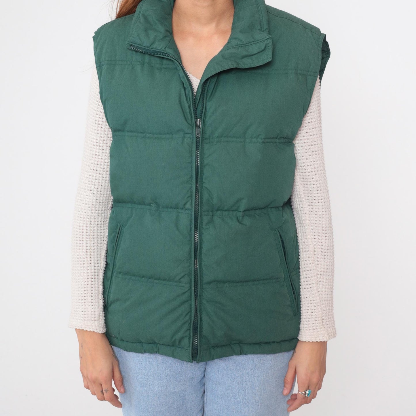 90s Northwest Territory Forest Green Down Puffer Vest Quilted Nylon Large
