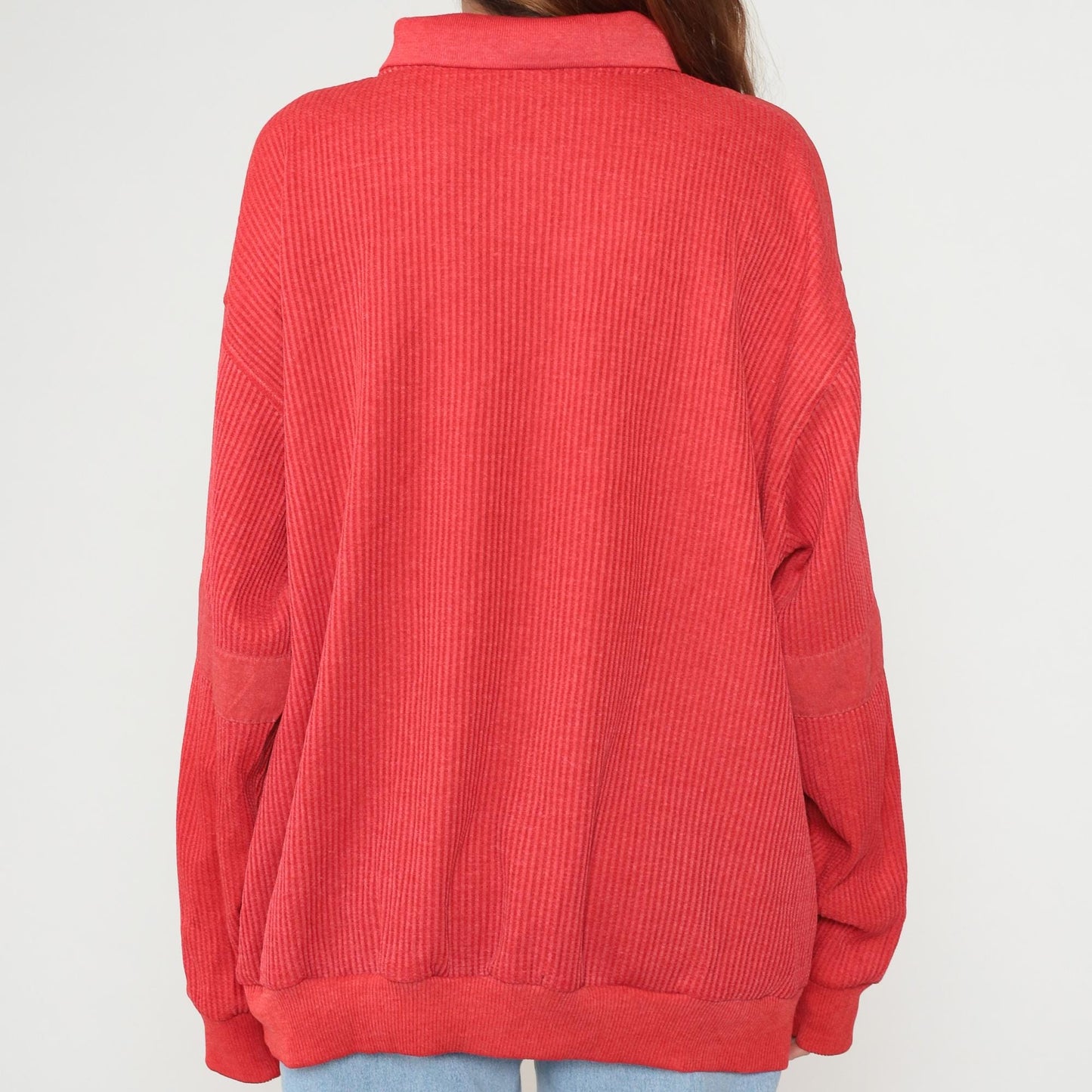 90s Knightsbridge Red Polo Sweatshirt Ribbed Knit XXL