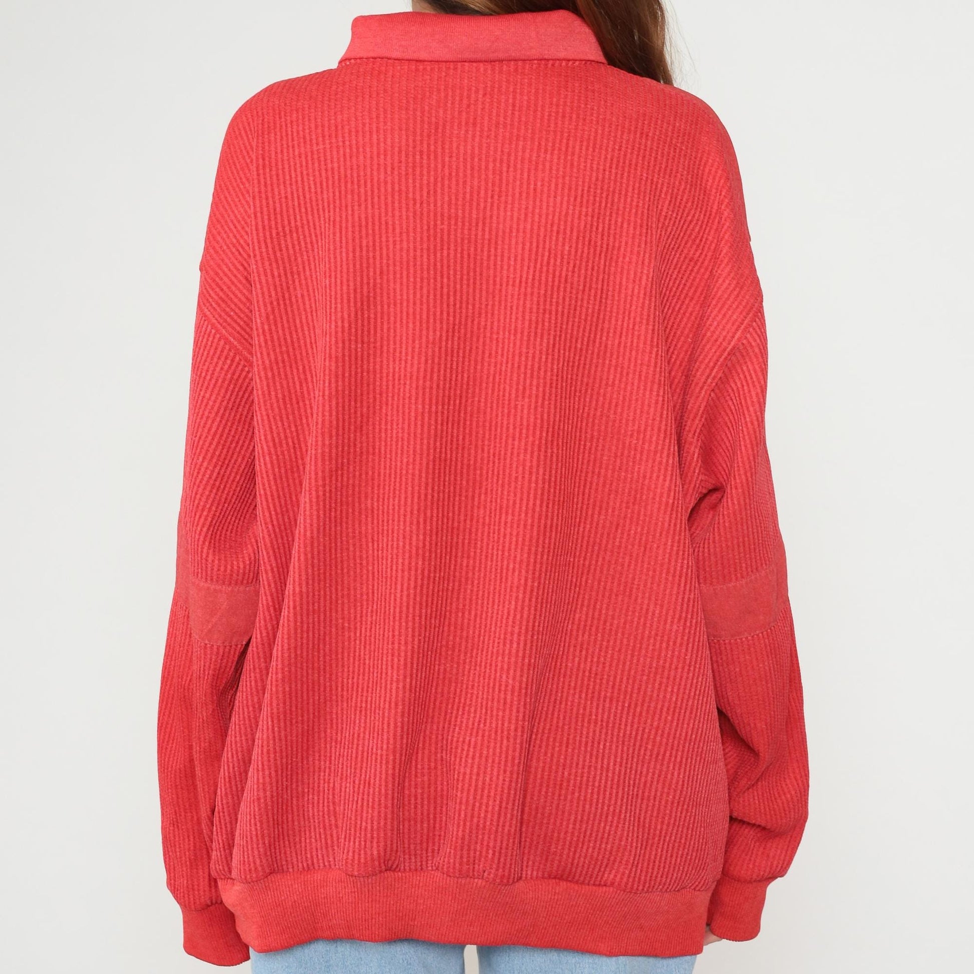 90s Knightsbridge Red Polo Sweatshirt Ribbed Knit XXL