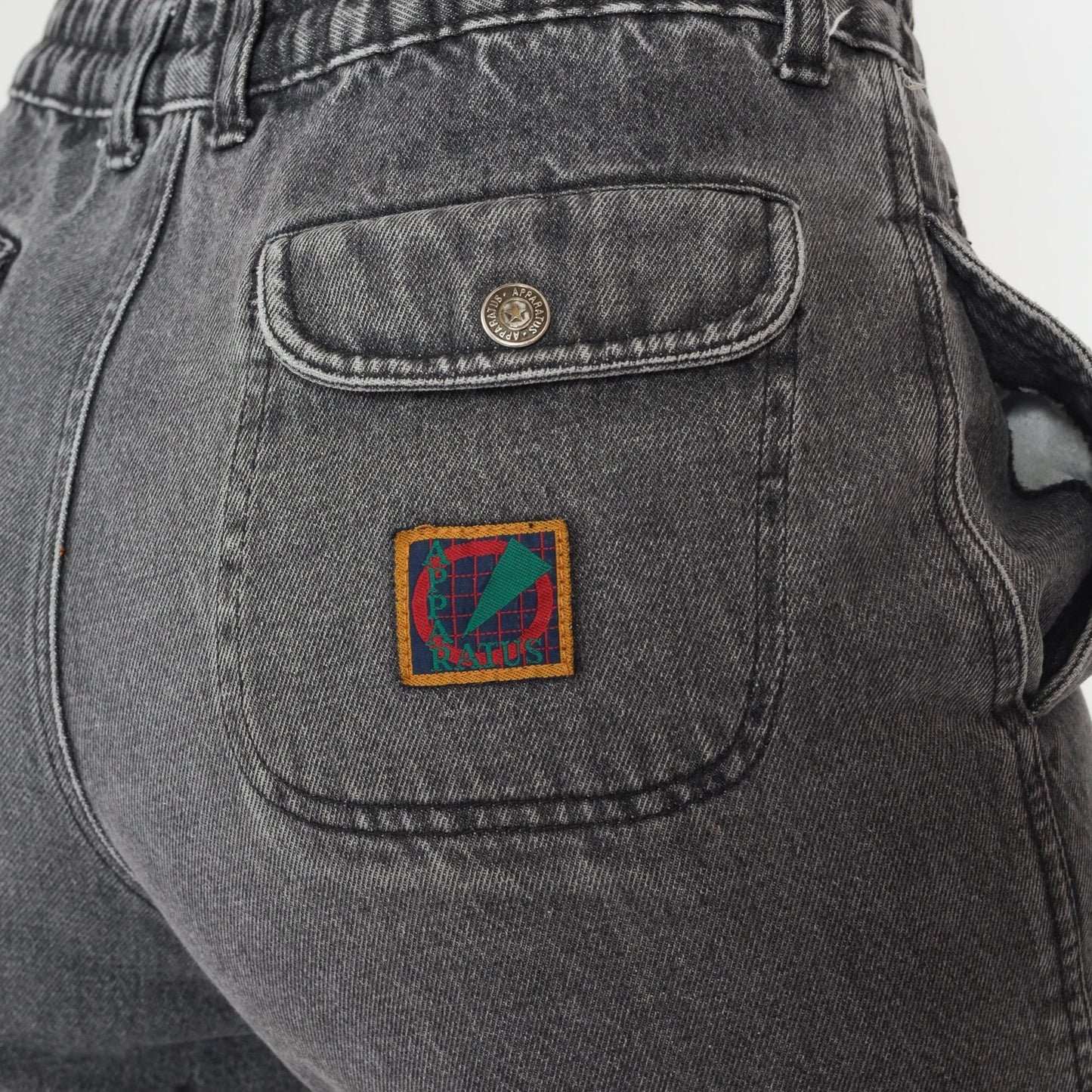 80s Apparatus Denim Joggers Gray Acid-Washed High-Waisted Tapered Ankle Cuff Medium