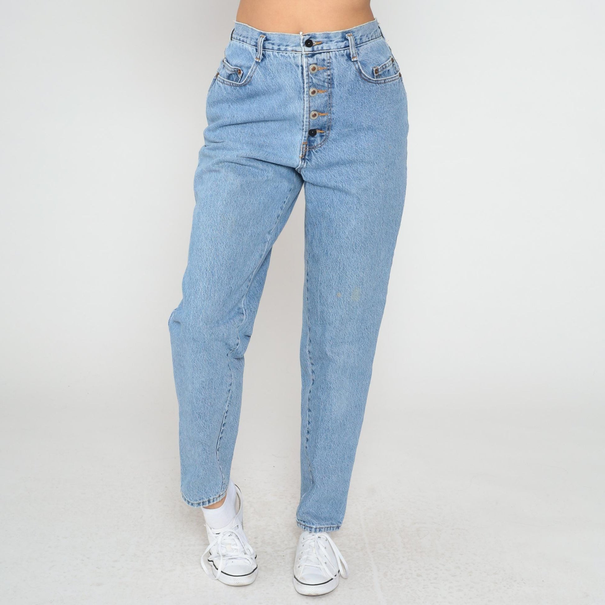 90s Enuf Internationale High-Waisted Mom Jeans Light Wash Button Fly Medium