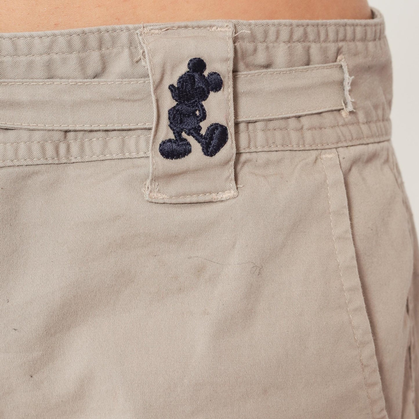 Y2K Mickey Mouse Disney World Cargo Capri Pants Beige Cotton Large L