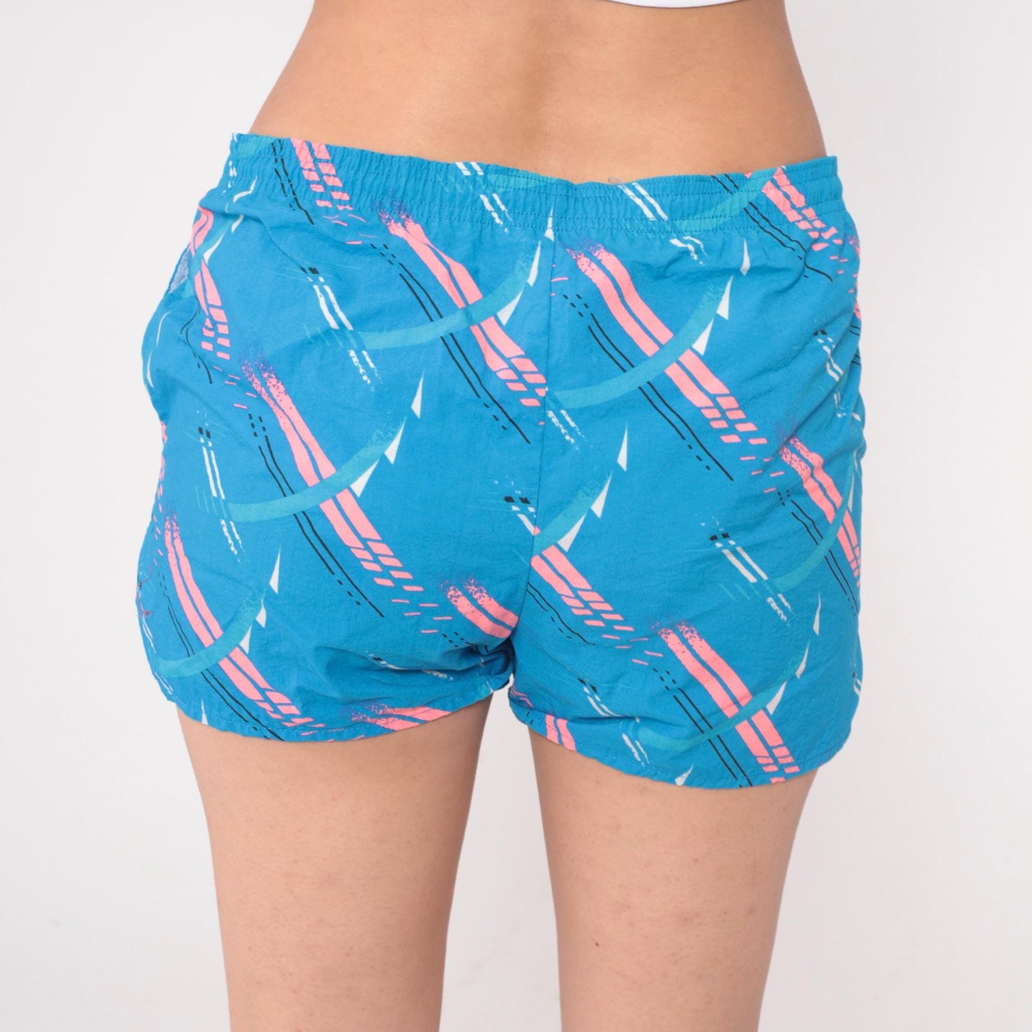 Nike 90s Athletic Shorts Blue Pink Geometric Pattern Mesh Lining Medium