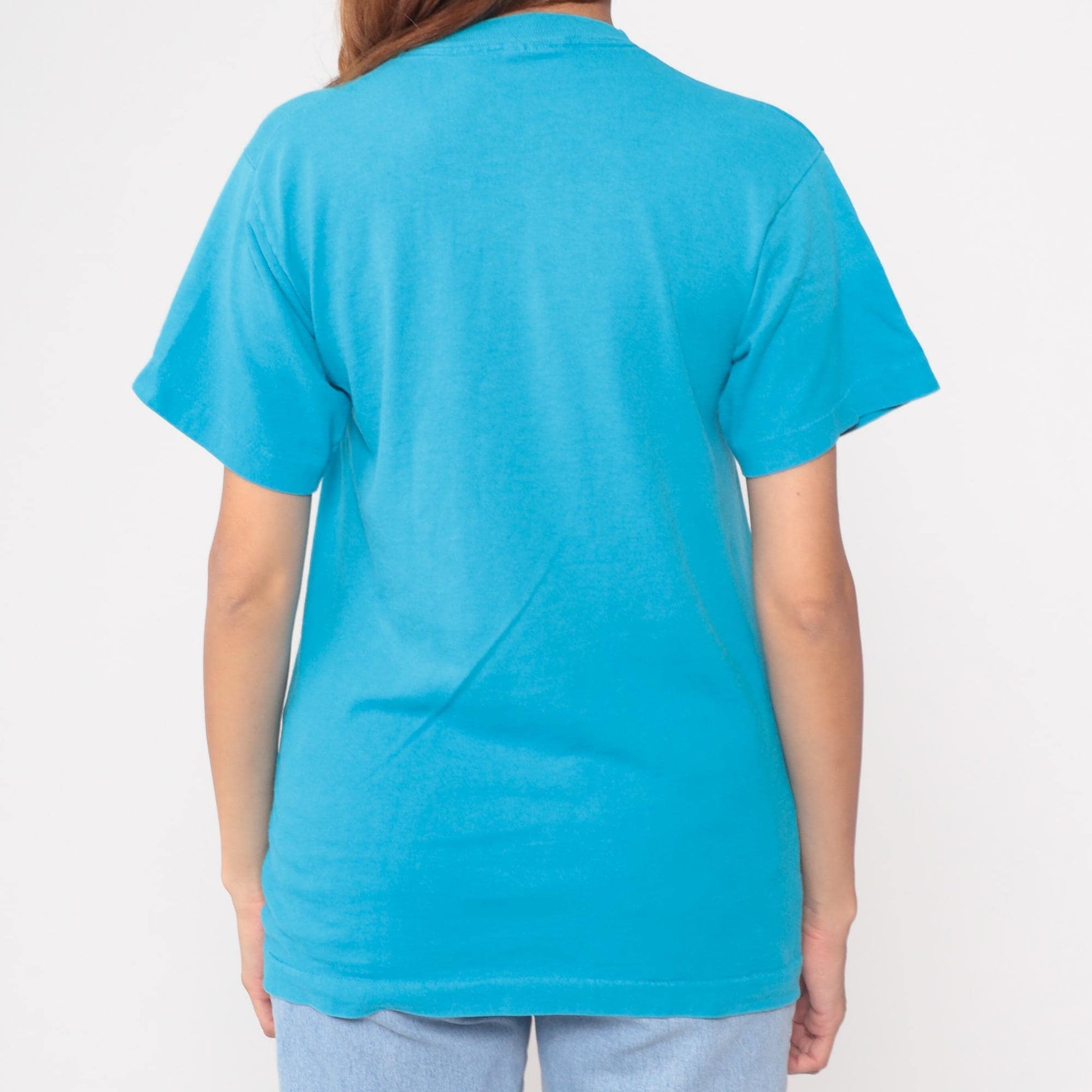 90s Fruit of the Loom Turquoise Cotton Crewneck Tee Medium M