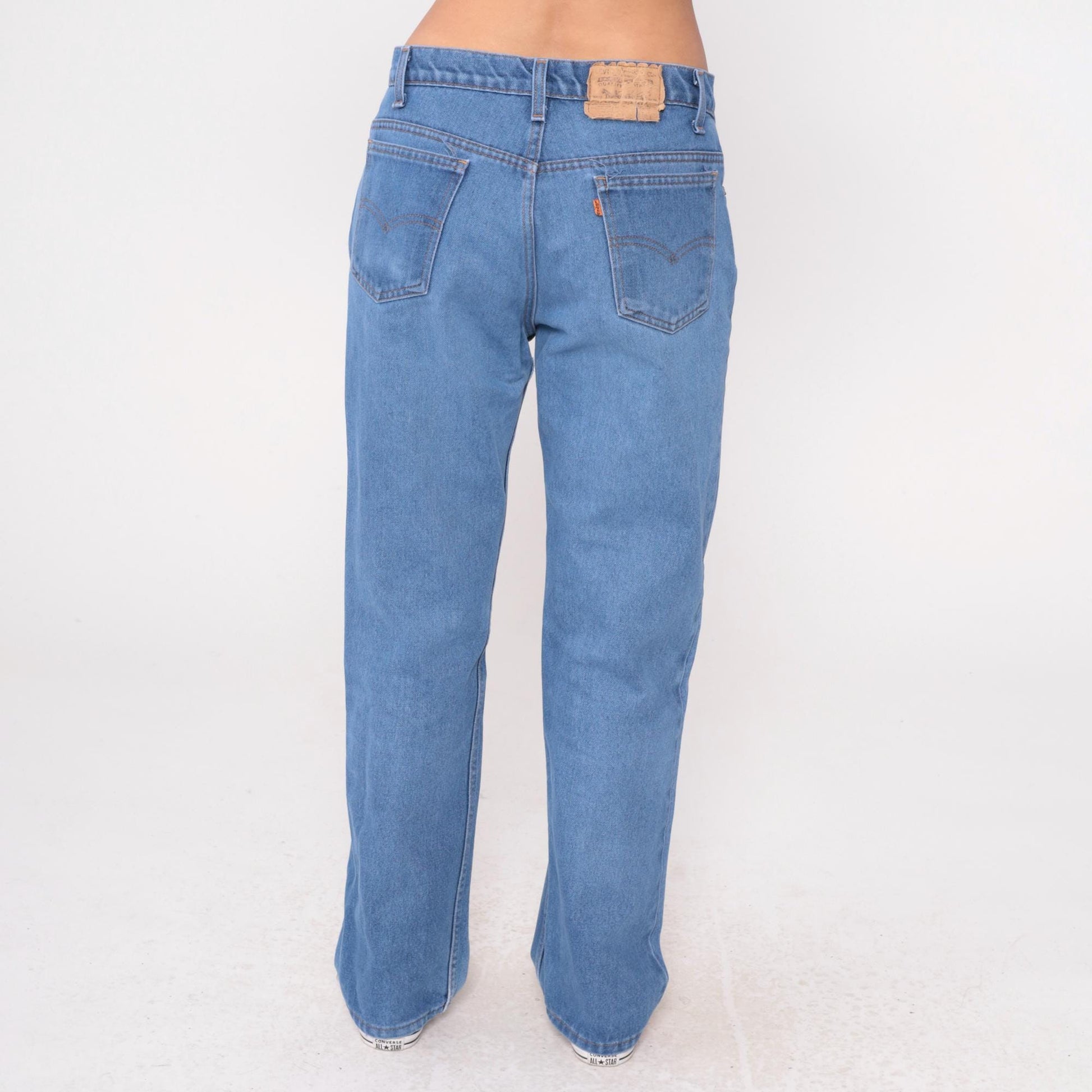 80s Levi's High Waisted Straight Leg Jeans Medium Blue Denim 34x32