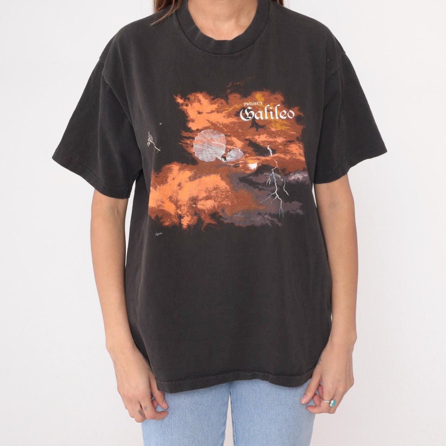 90s Project Galileo Space Mission Graphic Tee Black Large L