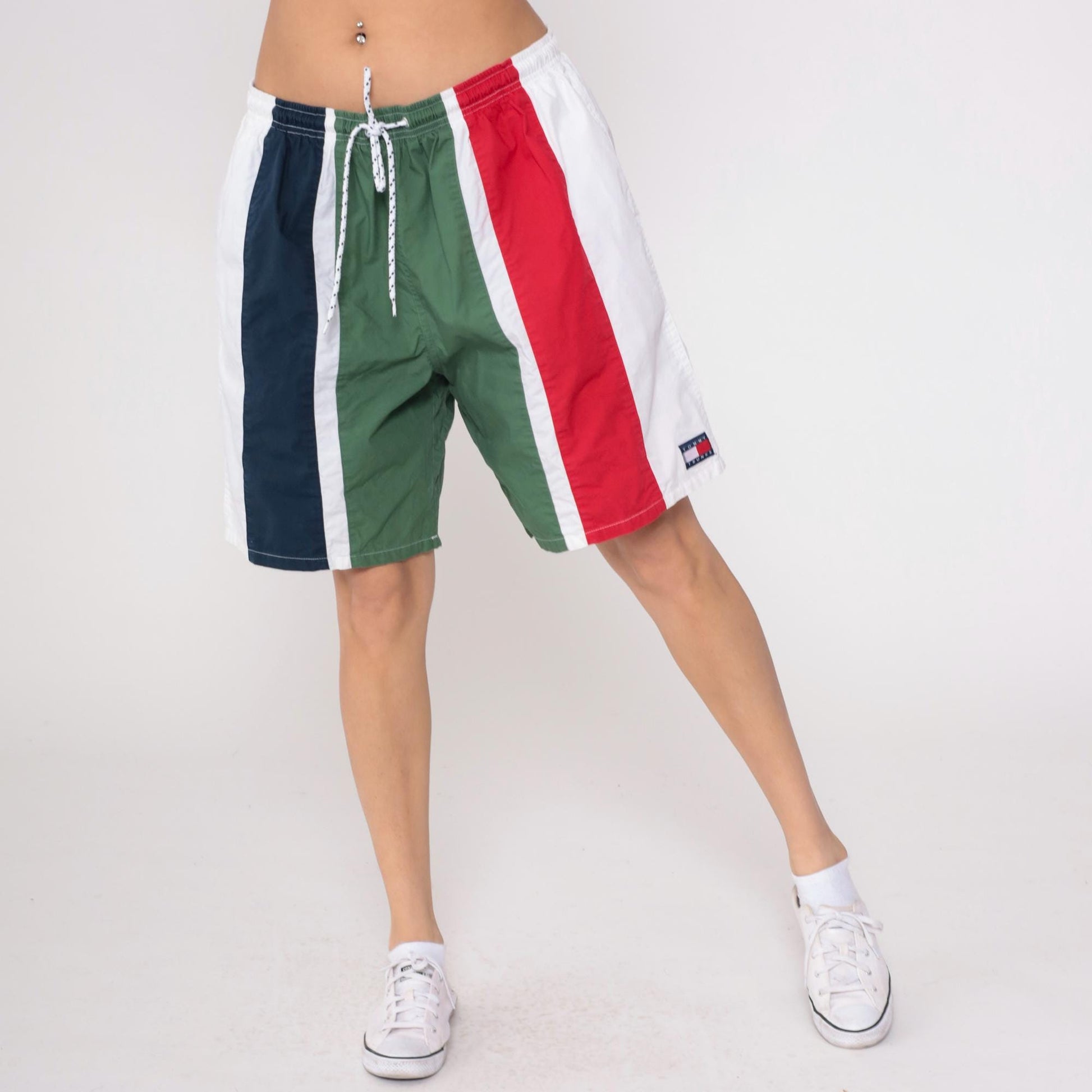 Tommy Hilfiger Y2K Colorblock Swim Shorts Navy Red Green White Extra Large XL