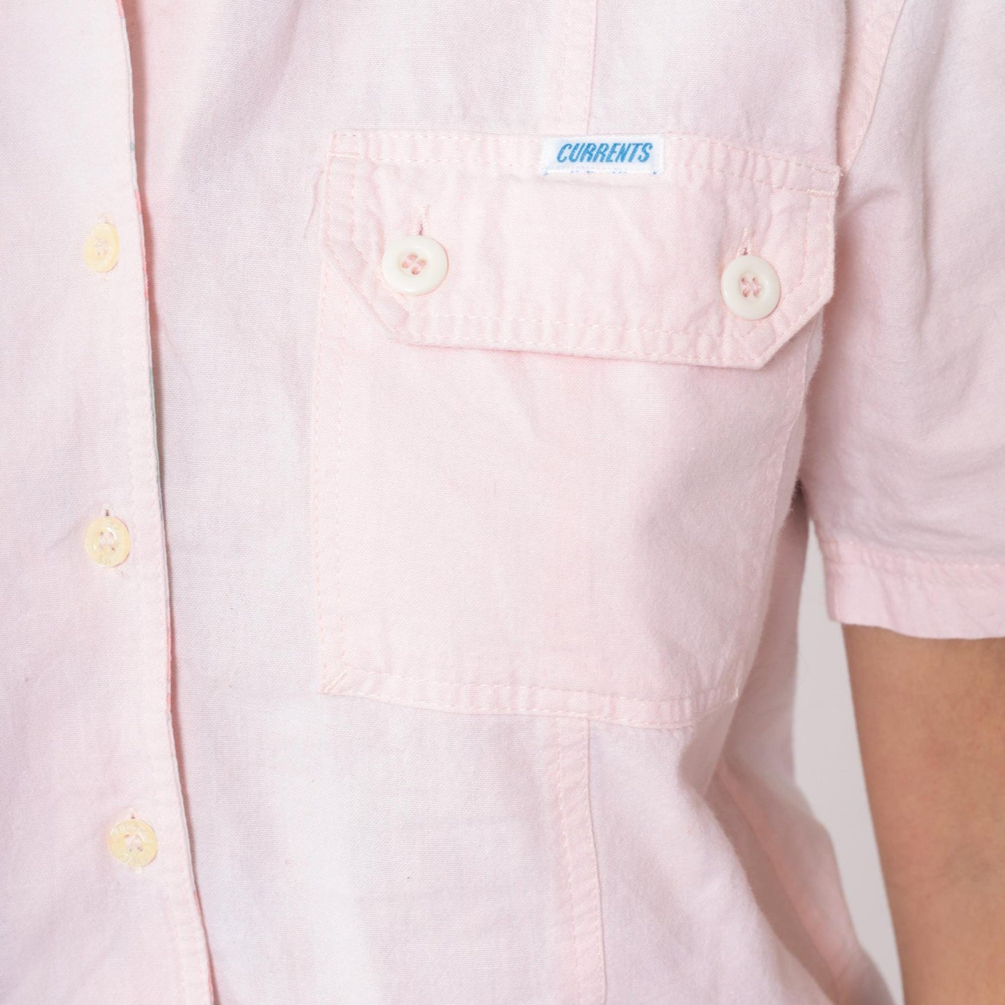 90s Currents Pink Polo Shirt Short Sleeve Chest Pockets Small