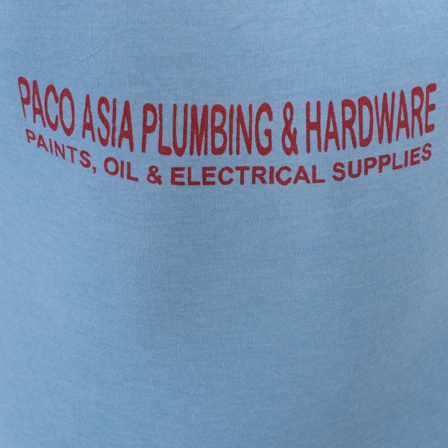 90s Paco Asia Plumbing Hardware Logo Tee Light Blue Graphic Small S