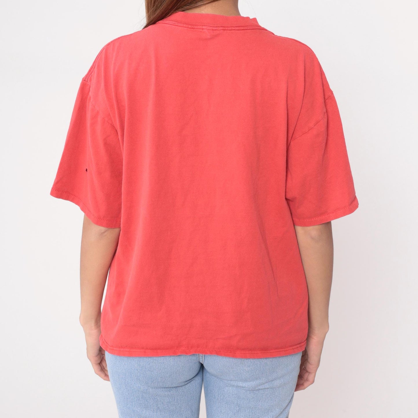 90s Bugle Boy Salmon Cotton T-Shirt Embroidered Crest Logo Large L