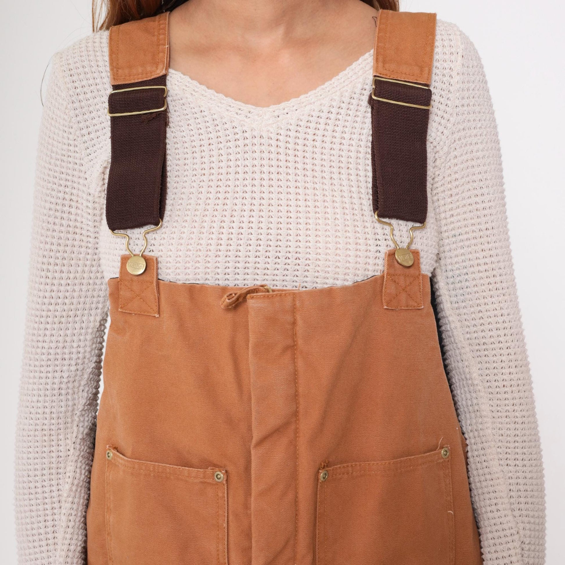 Y2K Walls Work Wear Tan Cargo Overalls XXL Adjustable Straps