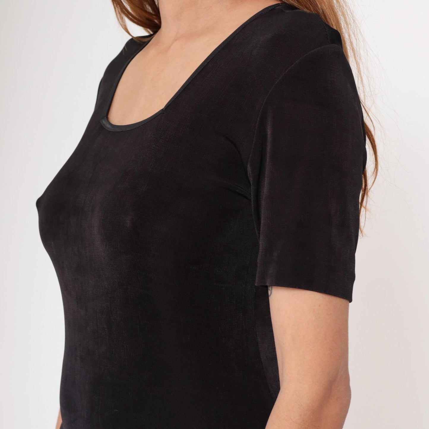 90s Black Mini Dress Rabbit Rabbit Rabbit Scoop Neckline Short Sleeve Medium