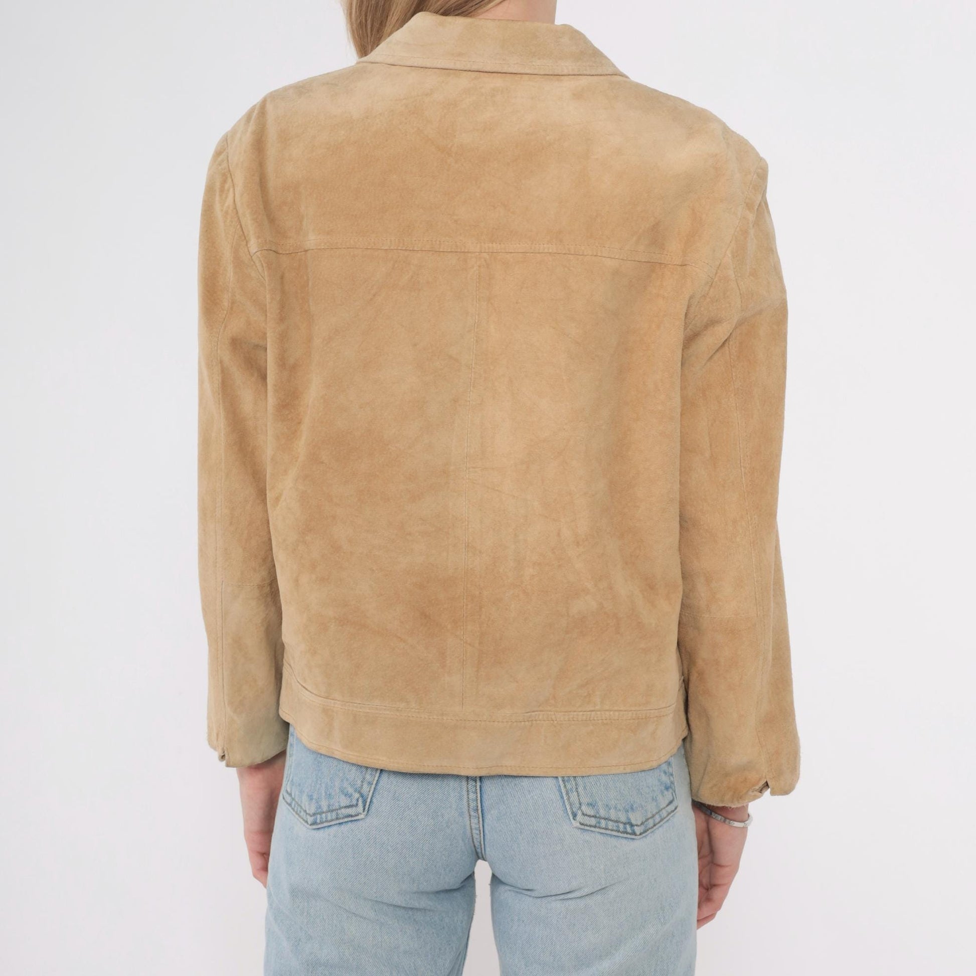 Y2K Willi Smith Tan Suede Jacket Cropped Button Front Medium M